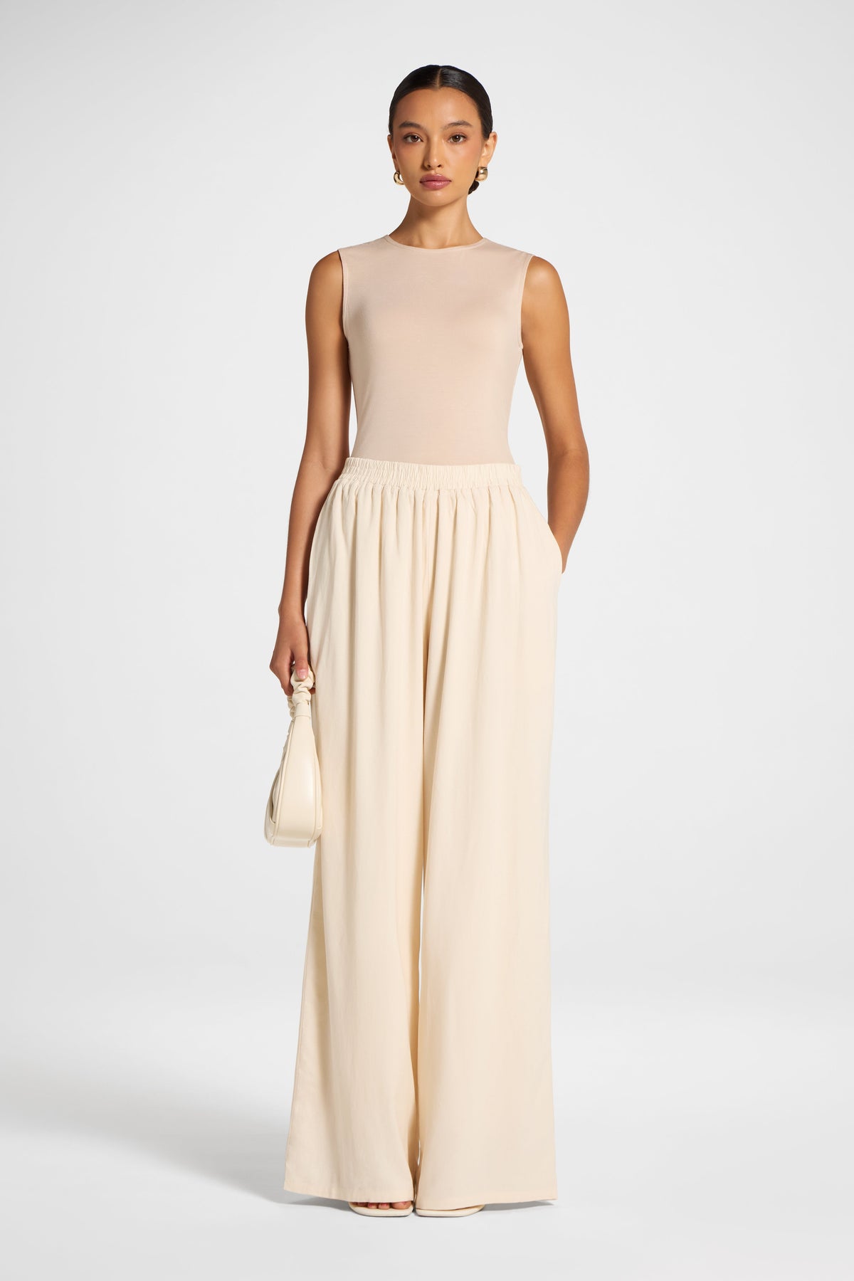 Viscose Linen Wide Leg Pant - Natural Pants Veiled 