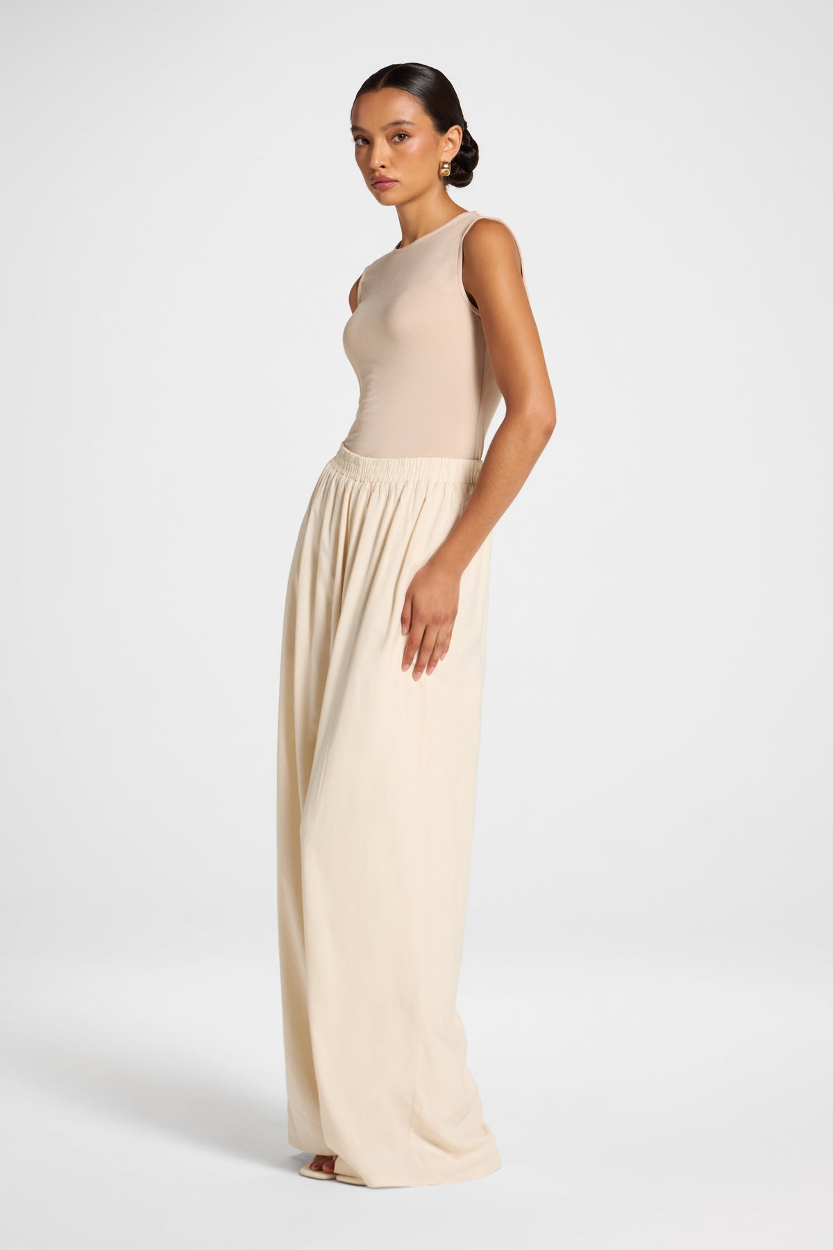 Viscose Linen Wide Leg Pant - Natural Pants Veiled 