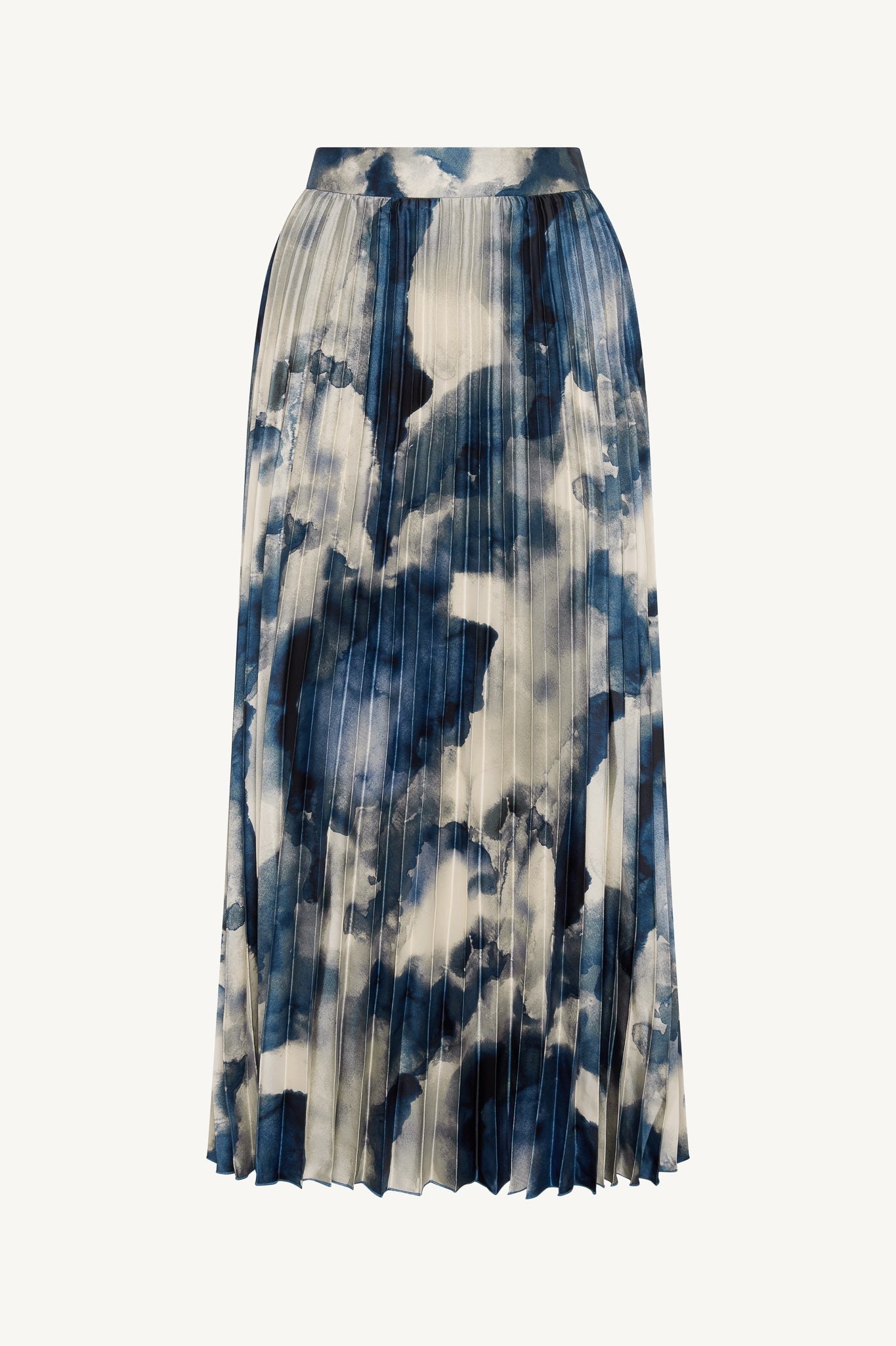 Watercolor Pleated Maxi Skirt - Blue Abayas Veiled 