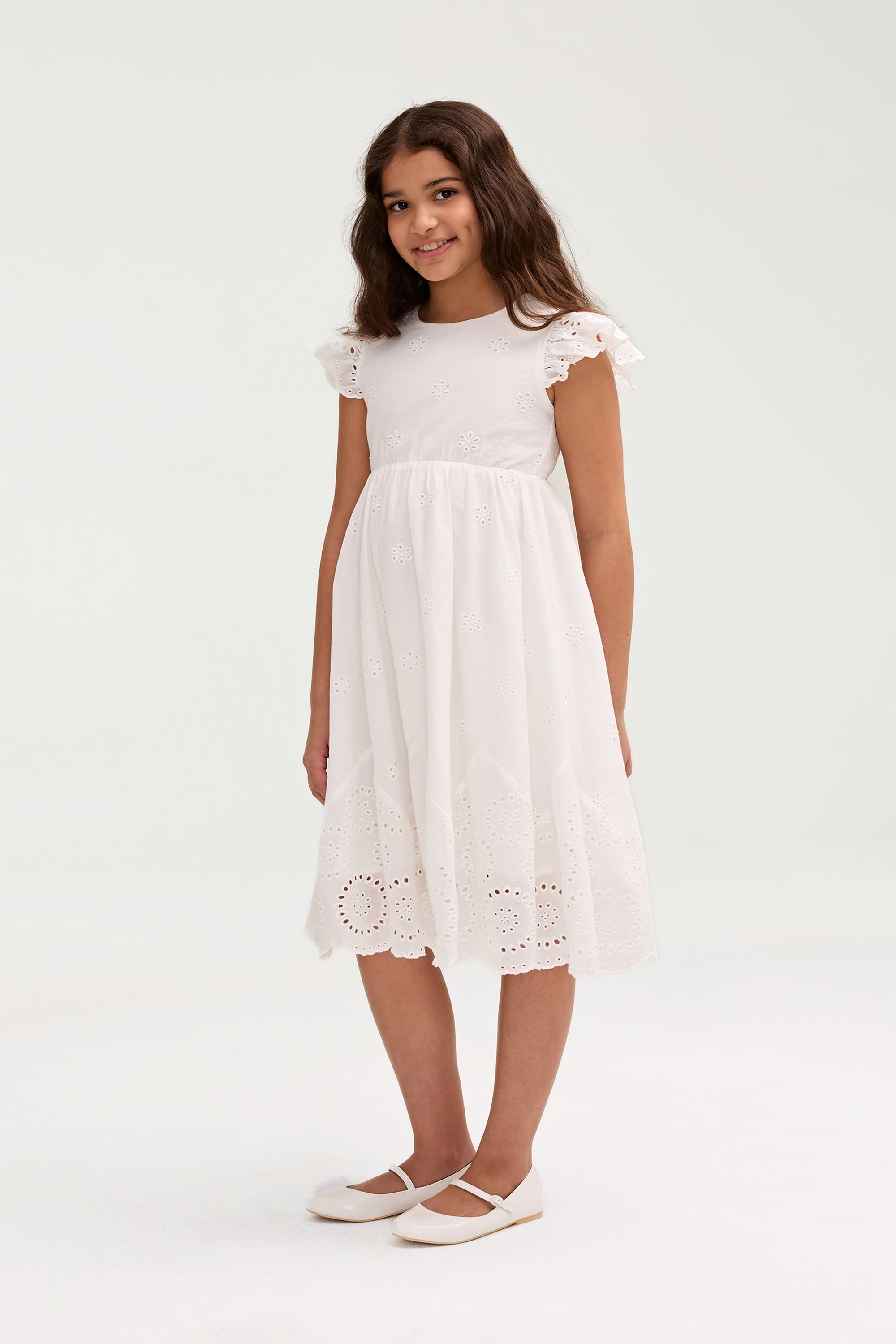 White Eyelet Dress (Girls) Clothing Veiled 