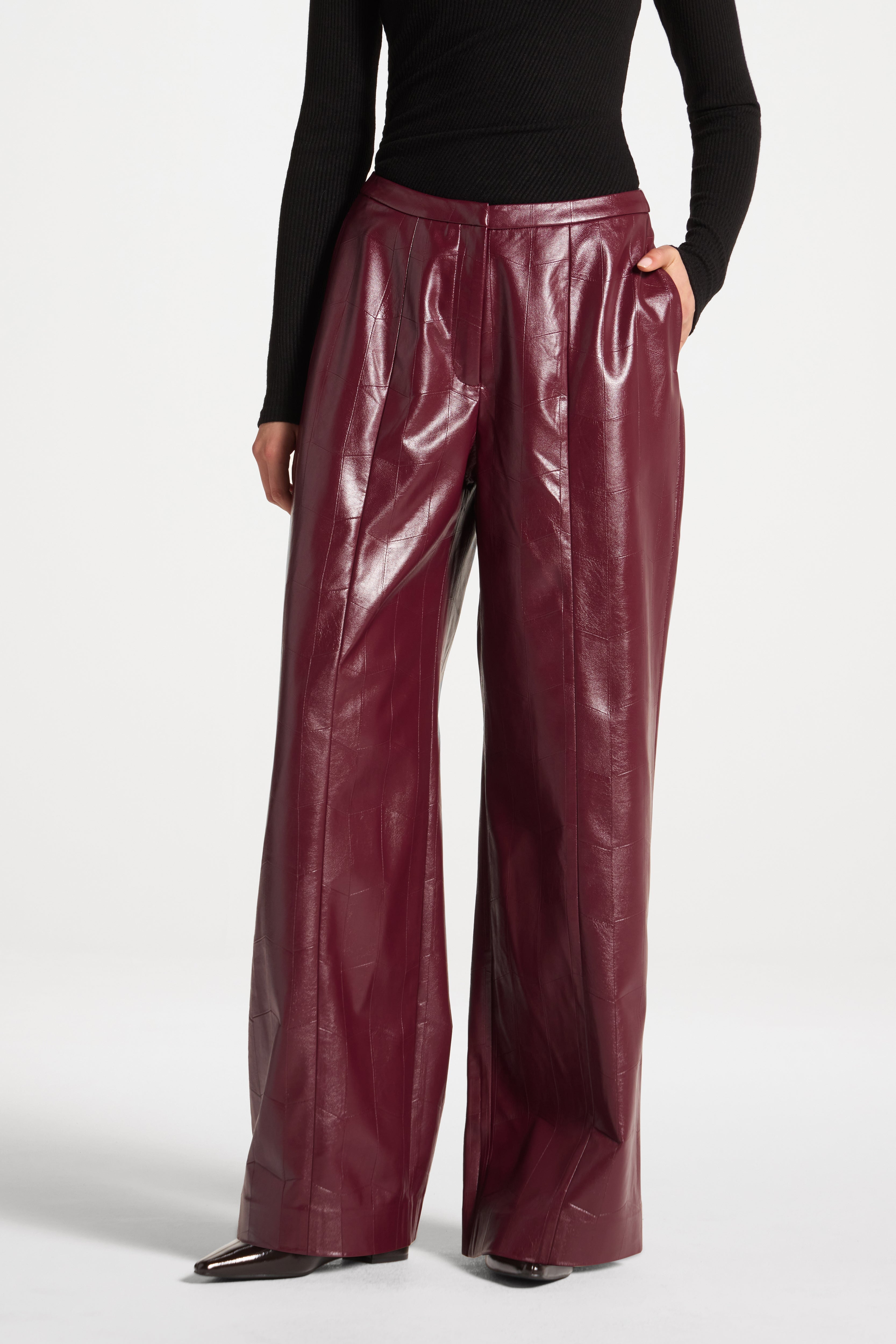Wide Leg Leather Pants - Fig Abayas Veiled 