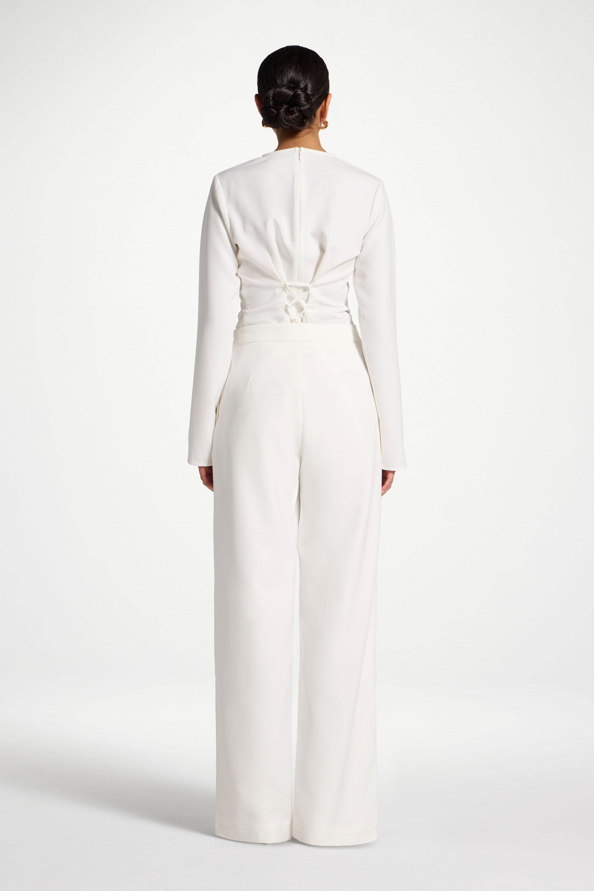 Wide Leg Pants - White Pants Veiled 