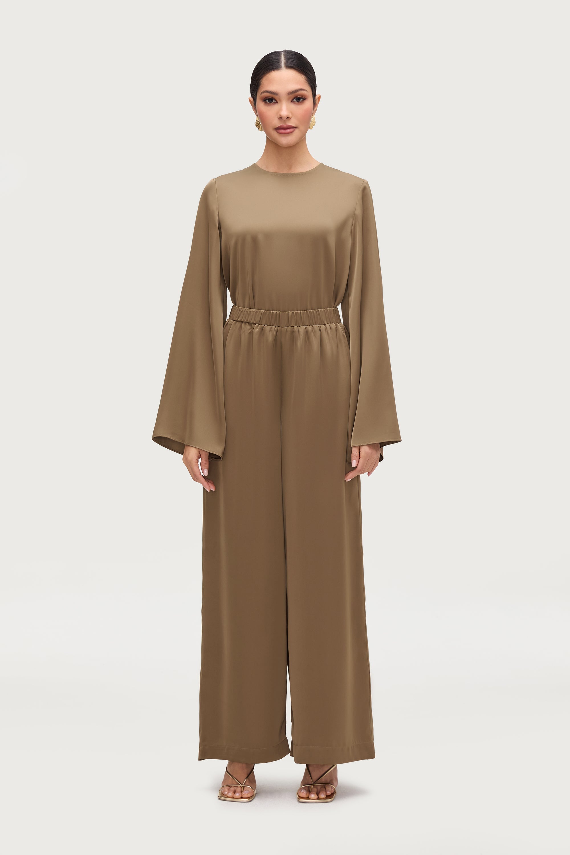 Wide Leg Satin Pants - Desert Palm Dresses Veiled 