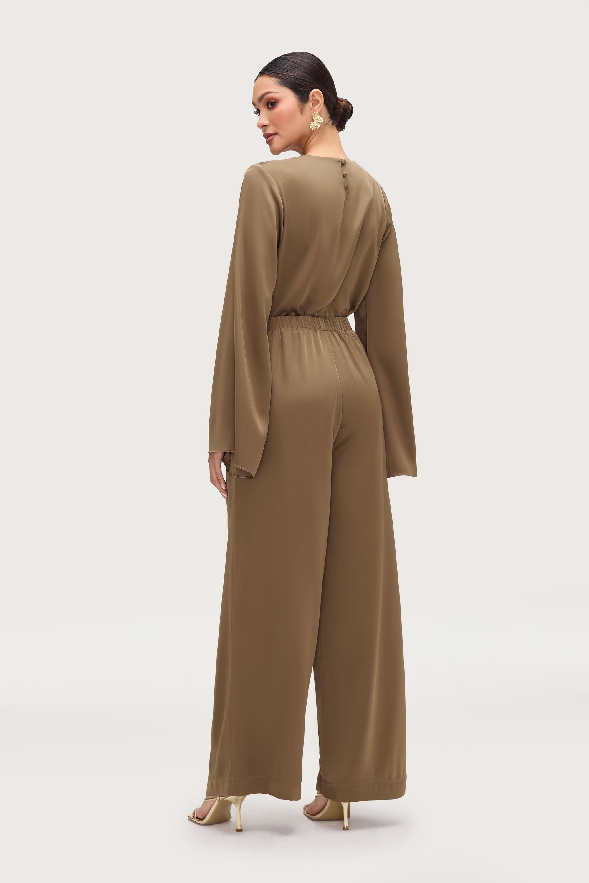 Wide Leg Satin Pants - Desert Palm Dresses Veiled 