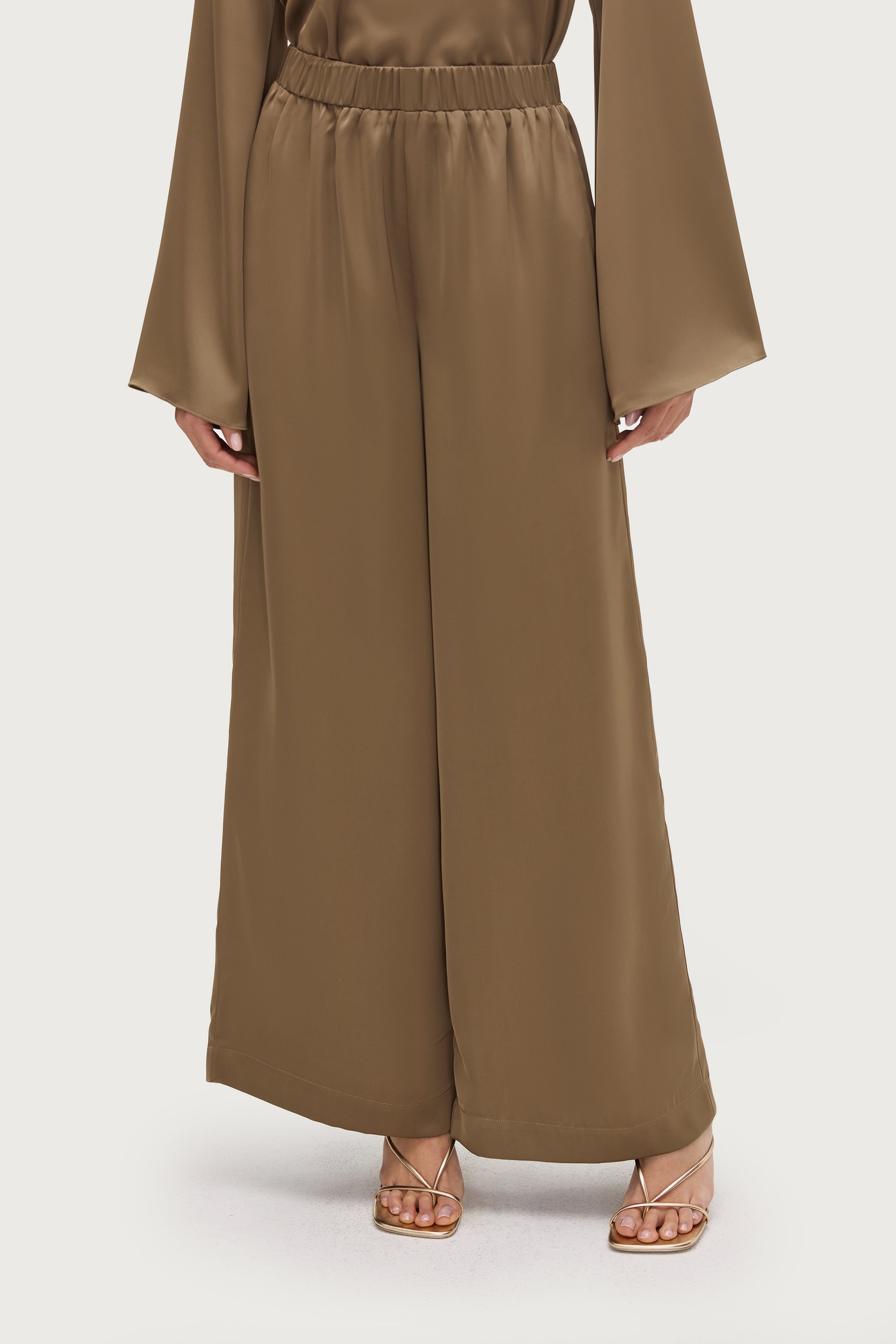 Wide Leg Satin Pants - Desert Palm Dresses Veiled 