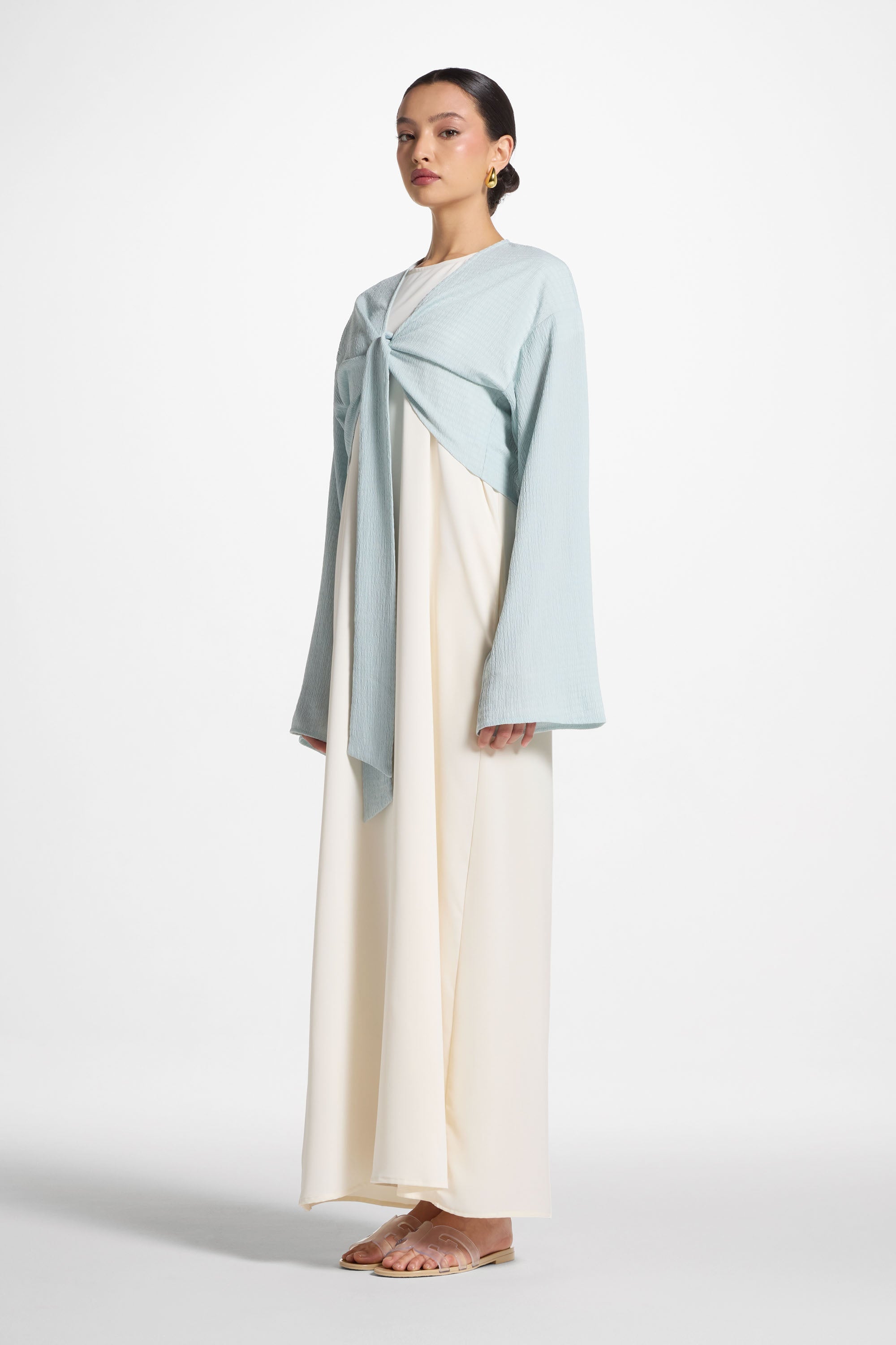 Wrap Tie Cardigan Top - Blue Sky Abayas Veiled 
