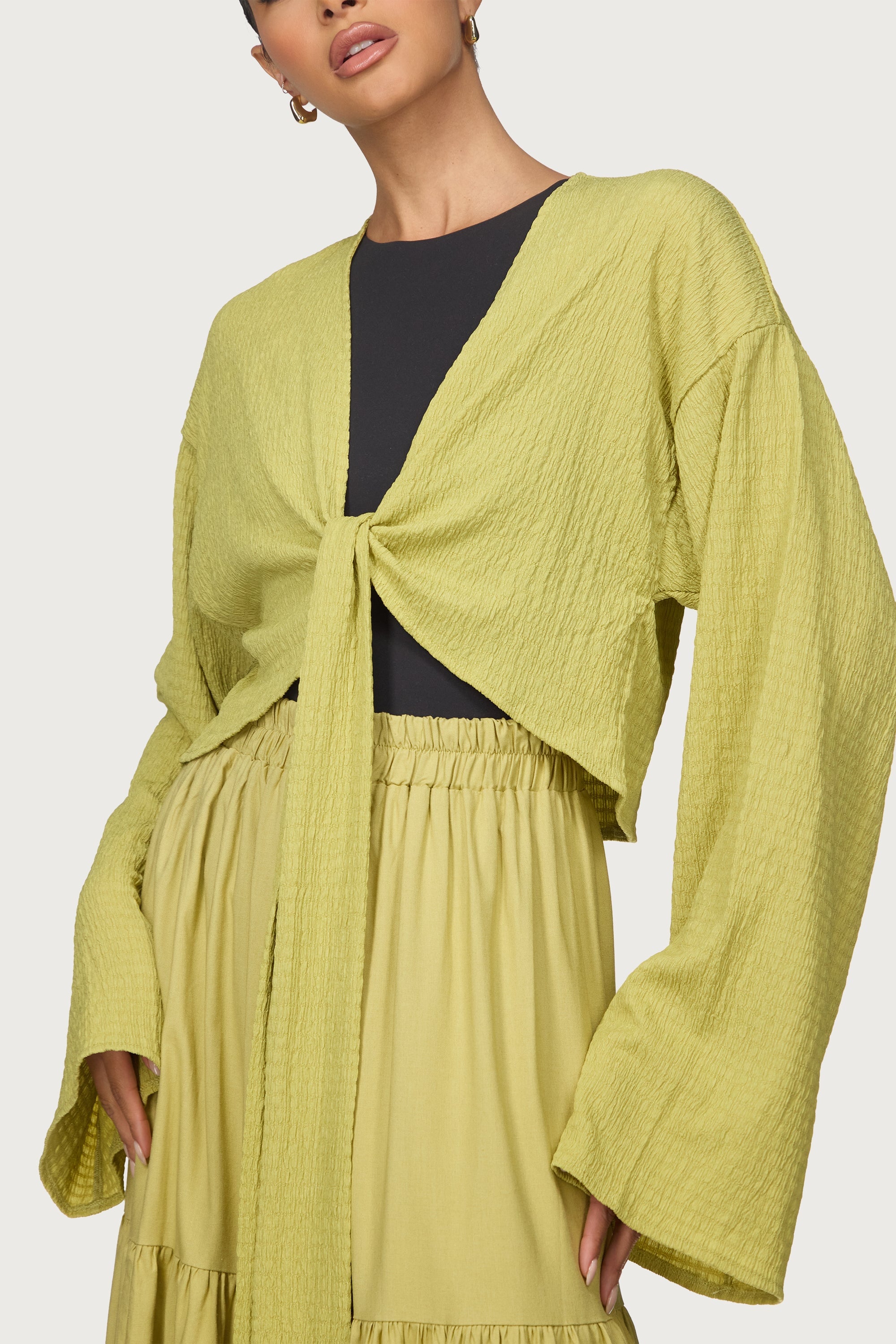 Wrap Tie Cardigan Top - Citron Abayas Veiled 