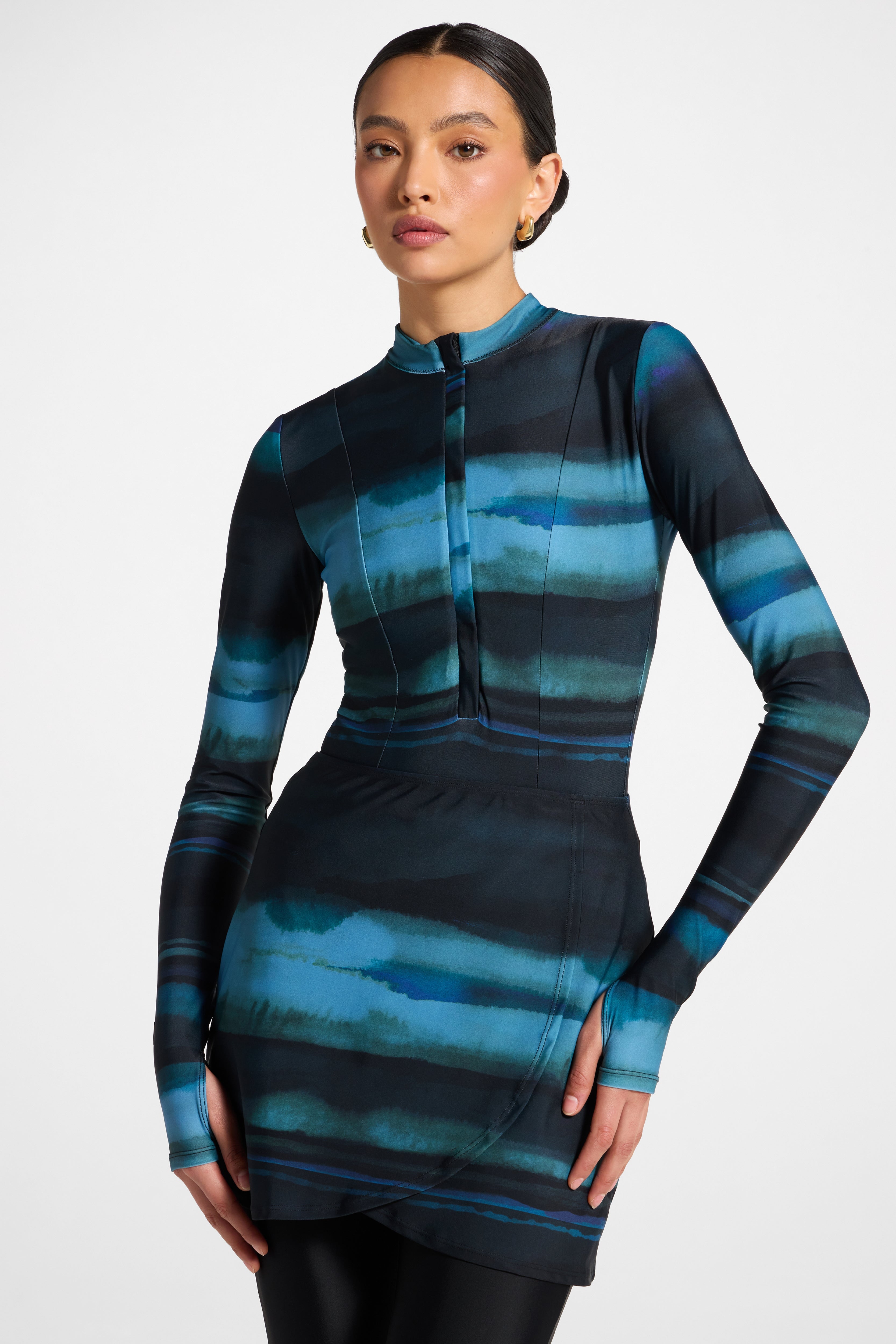 Wrap Two Piece Swimsuit & Skirt Set - Twilight Waves Swim Veiled 