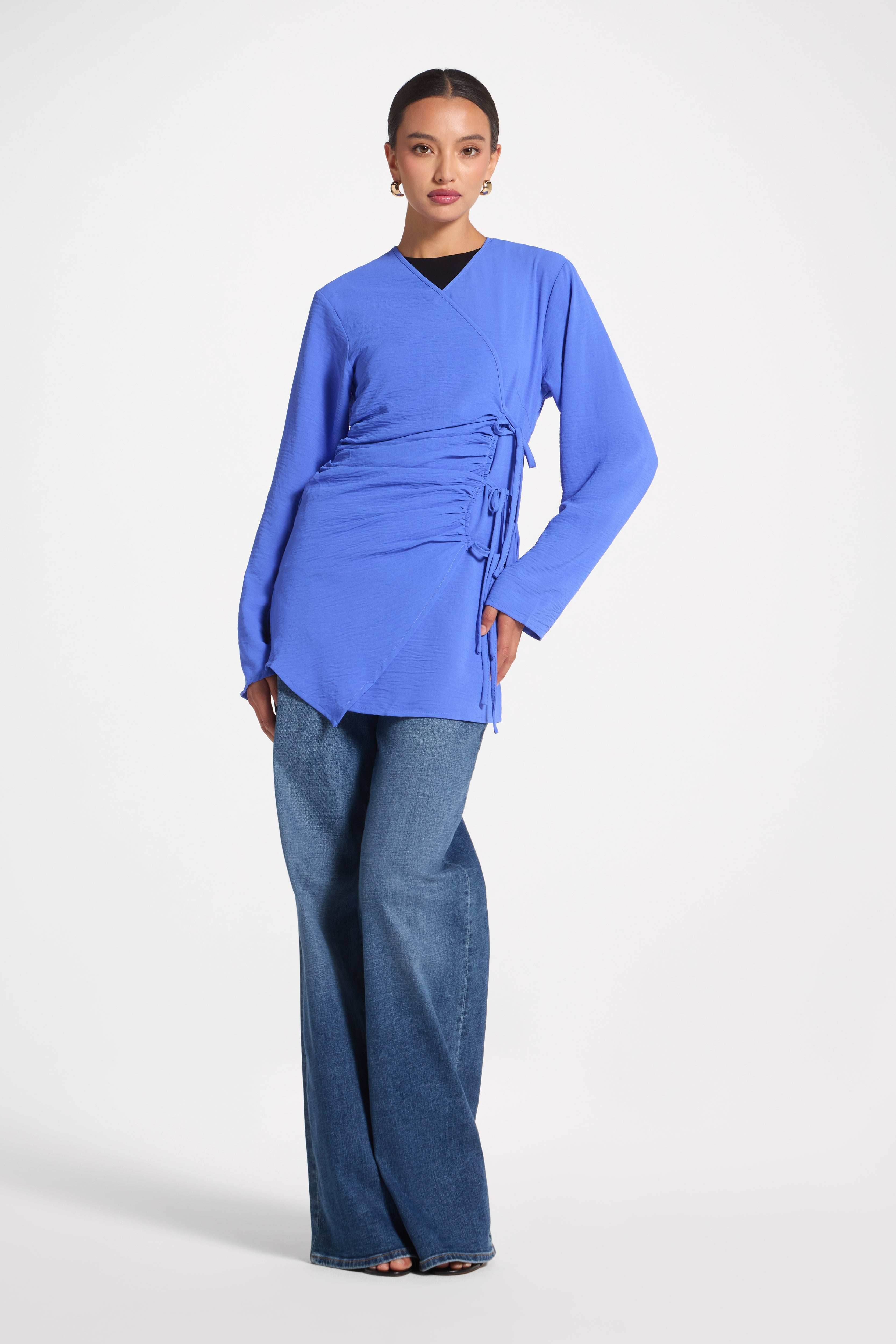Wrinkle Tie Front Top - Ultramarina Veiled 