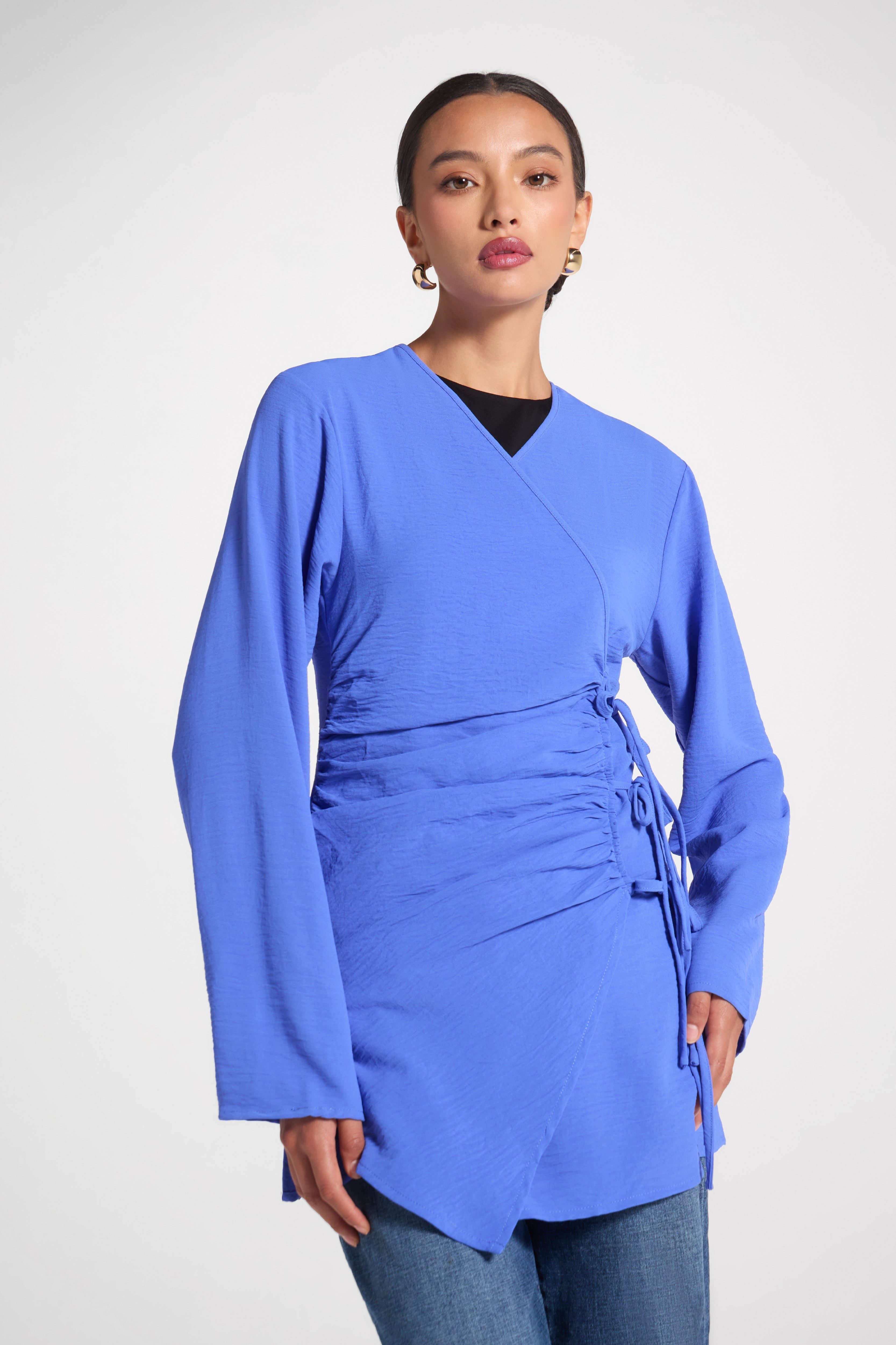 Wrinkle Tie Front Top - Ultramarina Veiled 
