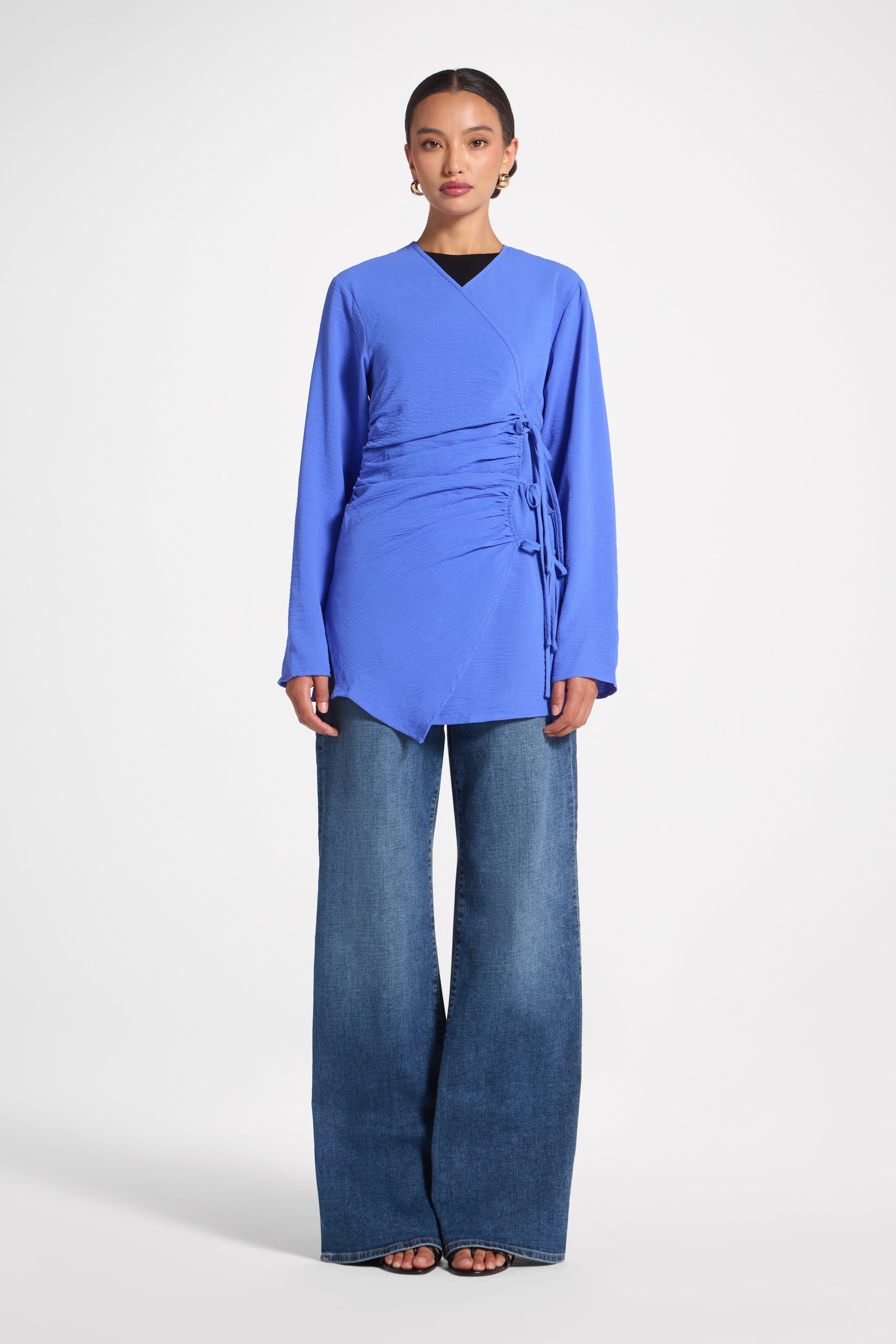Wrinkle Tie Front Top - Ultramarina Veiled 