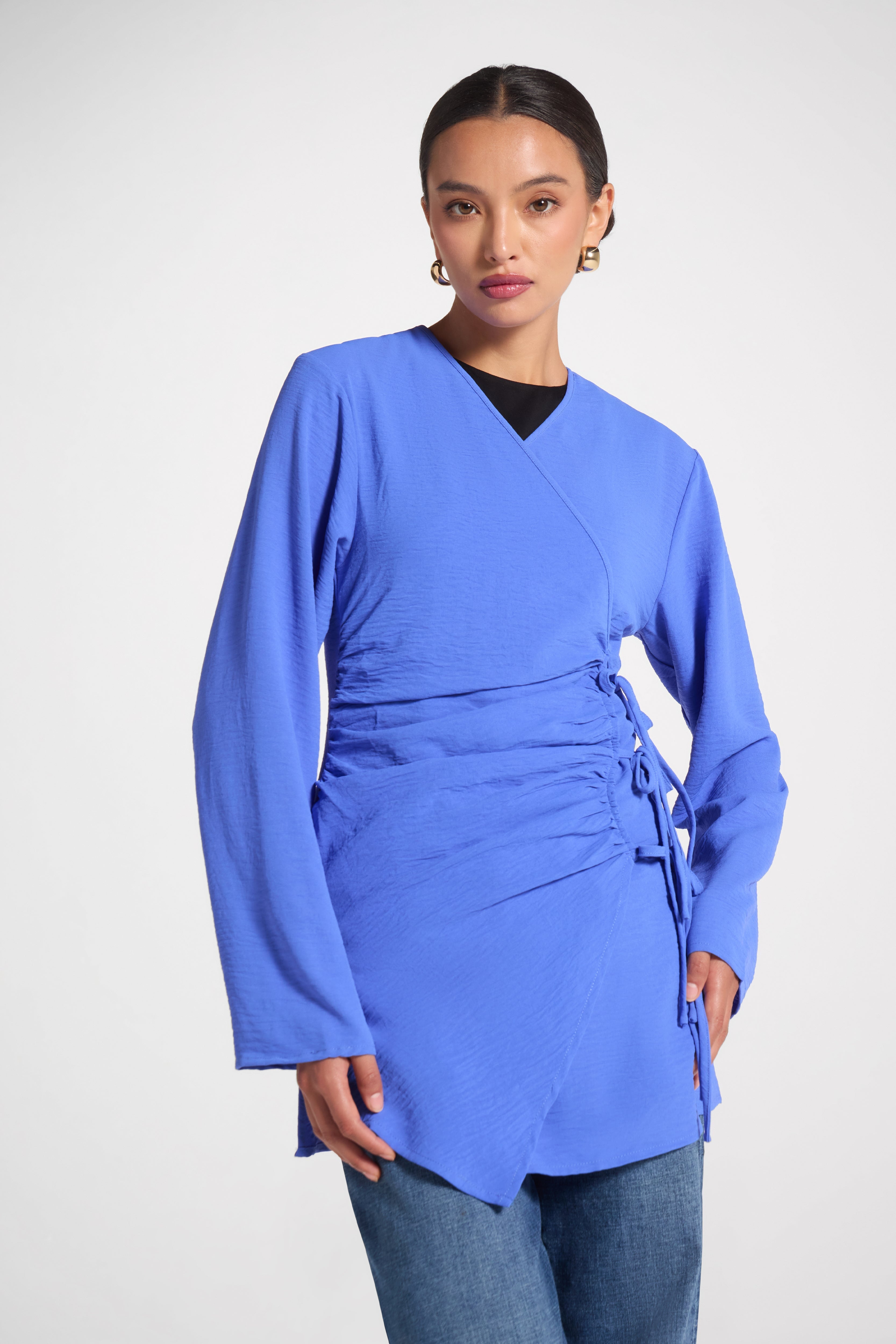 Wrinkle Tie Front Top - Ultramarina Veiled 