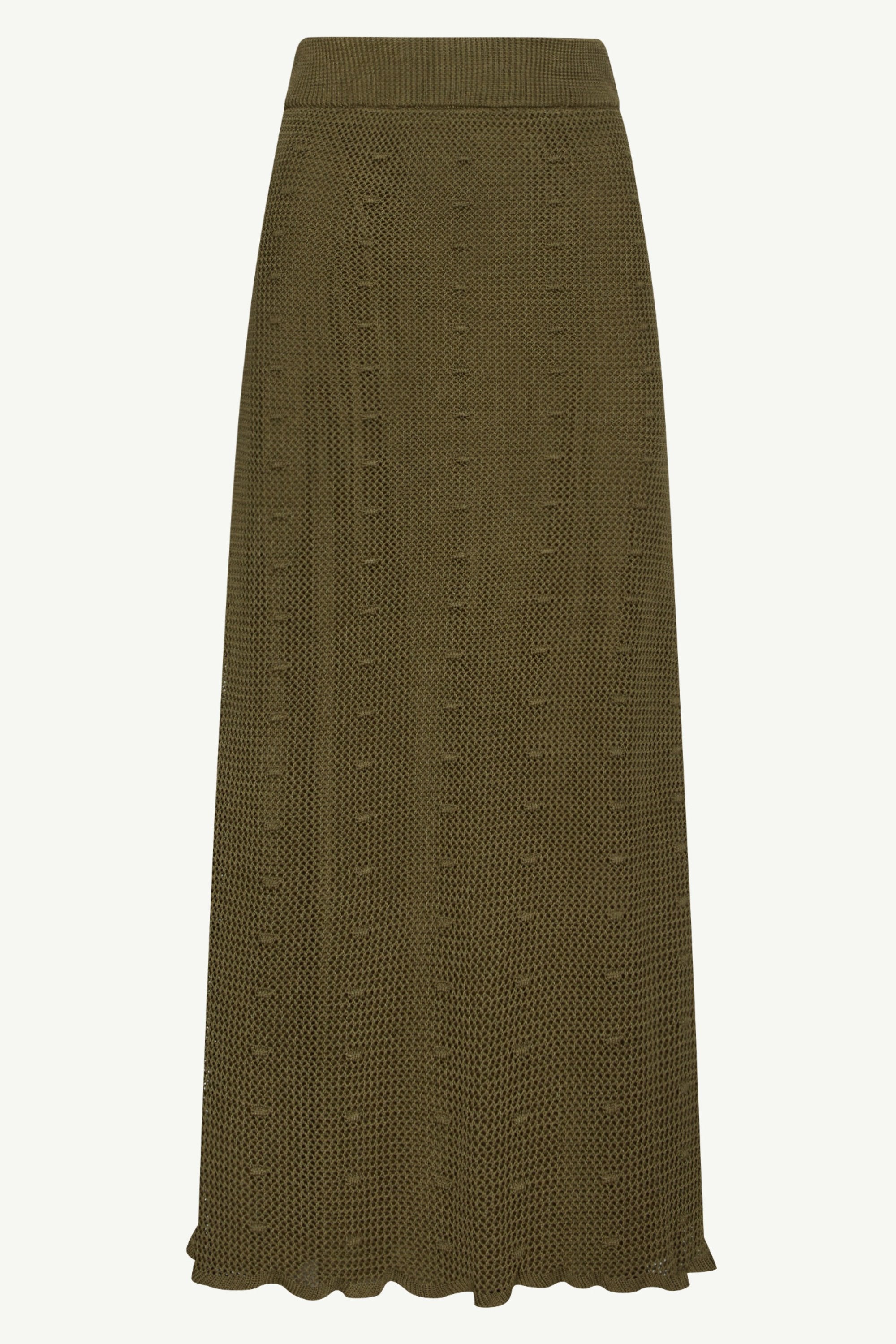 Yara Crochet Maxi Skirt Dark Olive