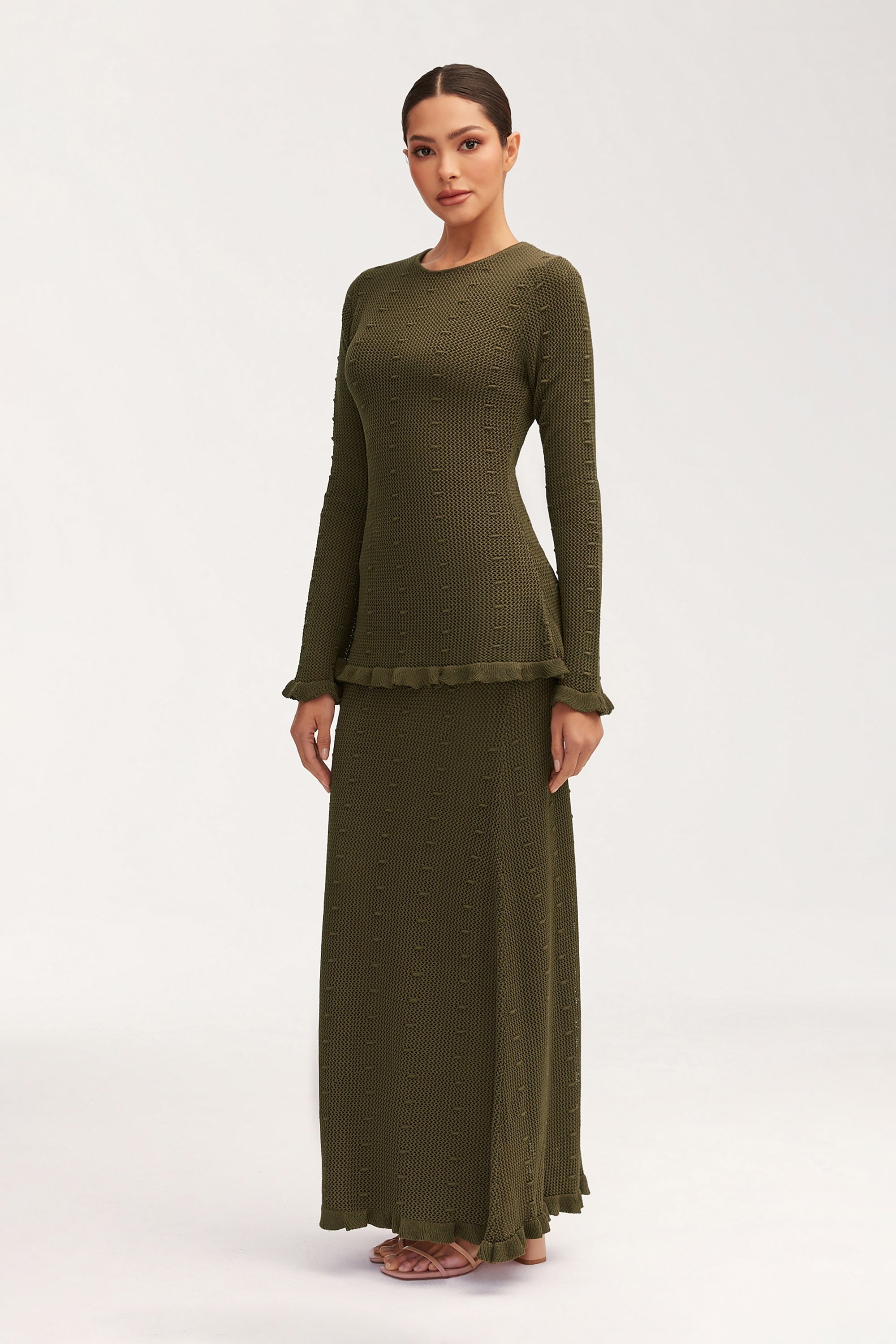 Yara Crochet Top - Dark Olive Clothing Veiled 