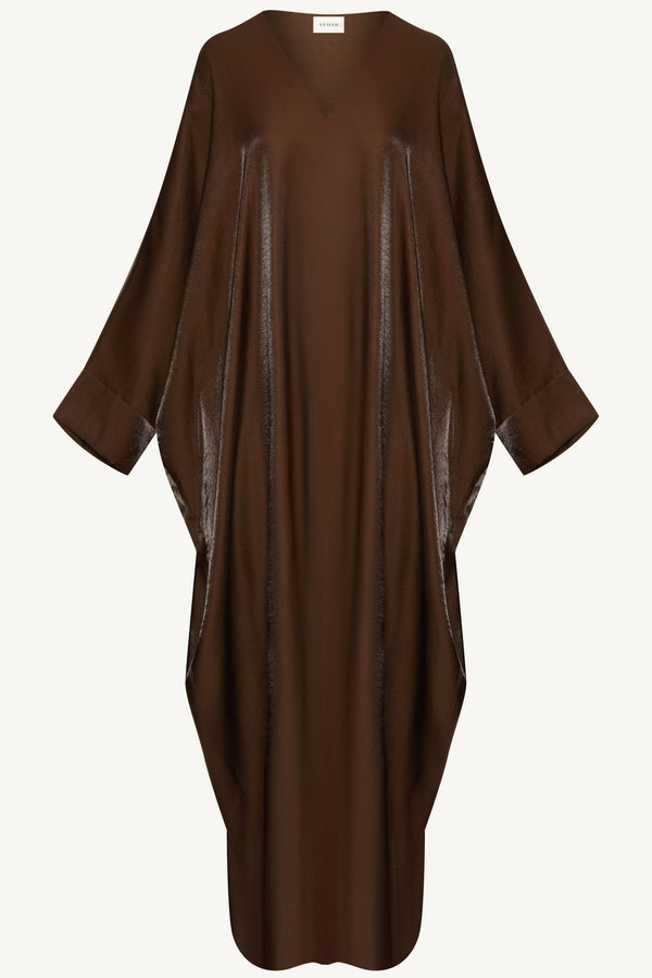 Zara Satin Open Abaya - Chocolate Abayas Veiled 