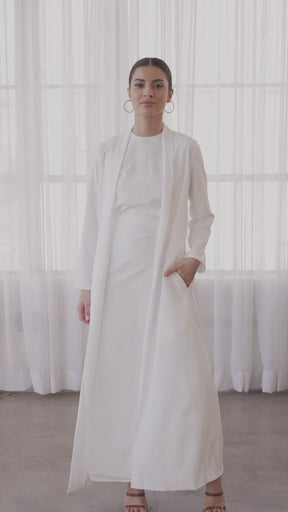 Noora Textured Three Piece Abaya Set - White