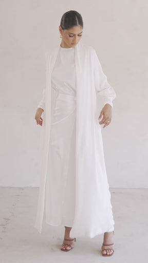 Sadia Open Abaya - White