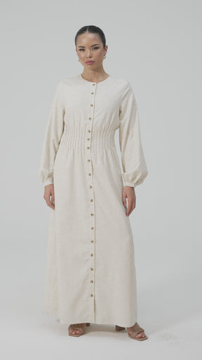 Lila Linen Button Down Maxi Dress - Off White