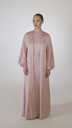 Salma Open Abaya - Dusty Pink