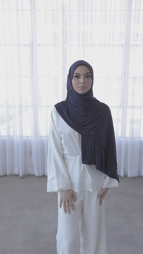 Luxury Jersey Hijab - Navy Blue