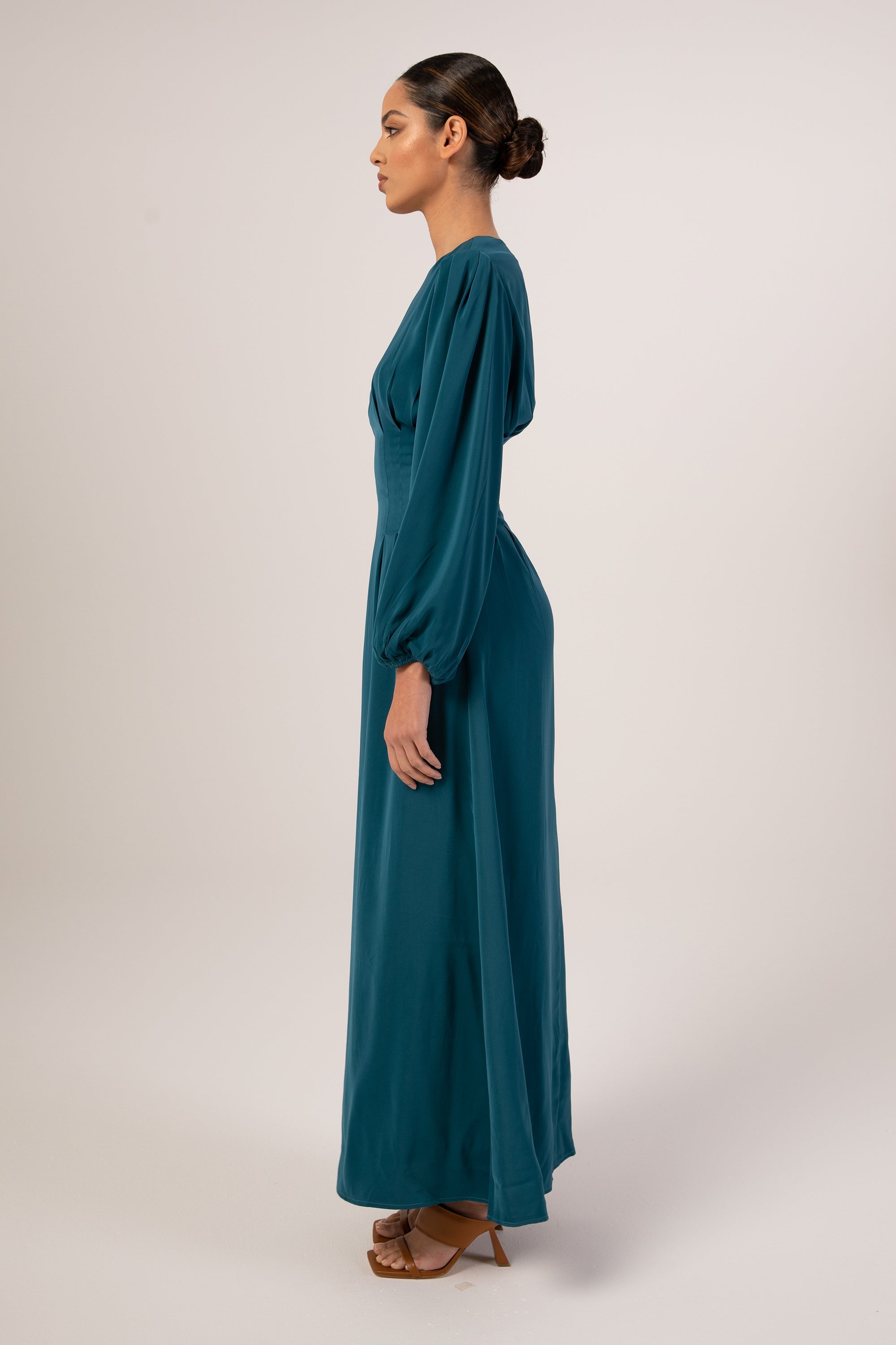 Aayat Pleated Maxi Dress - Deep Teal Veiled Collection 