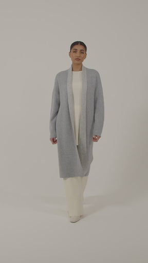 Merino Wool Reversible Knit Cardigan - Grey