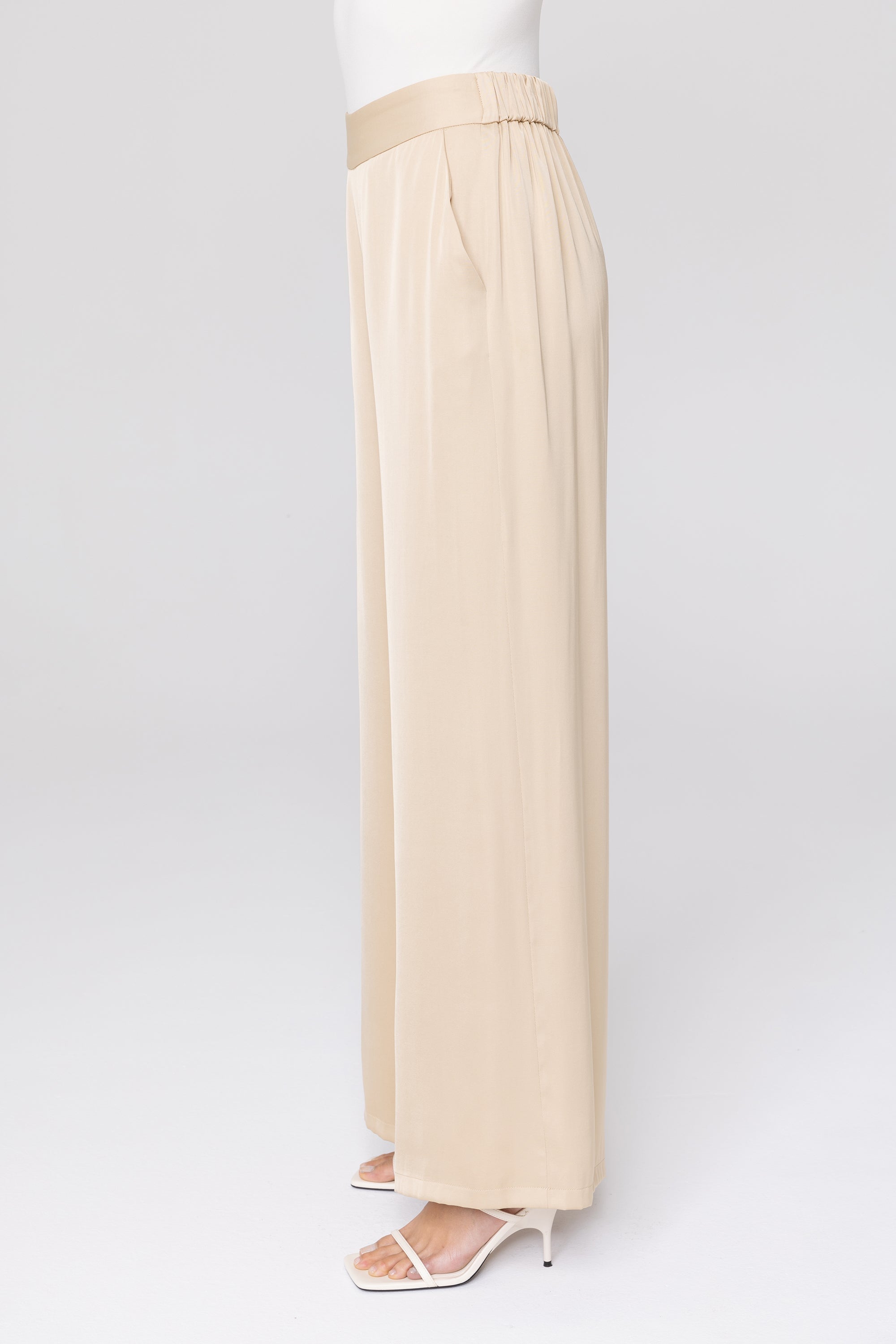 Alana Satin Wide Leg Pants - Caffe Veiled Collection 