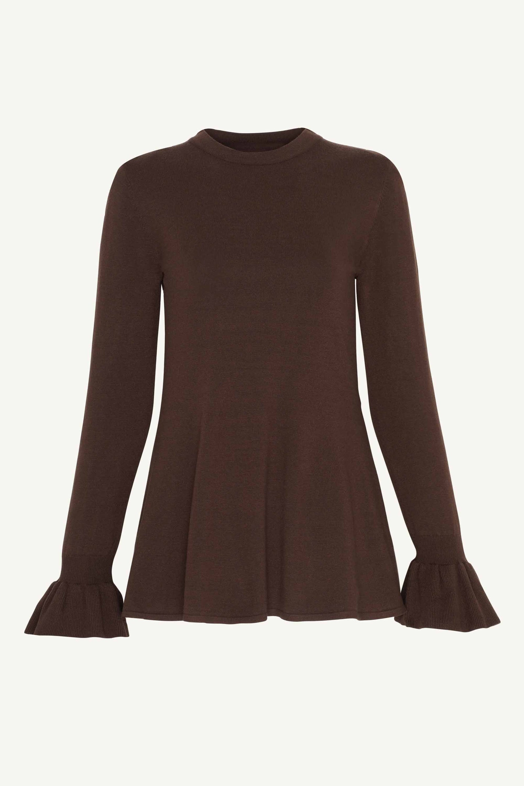 Alara Peplum Knit Top - Chocolate Brown Clothing Veiled 