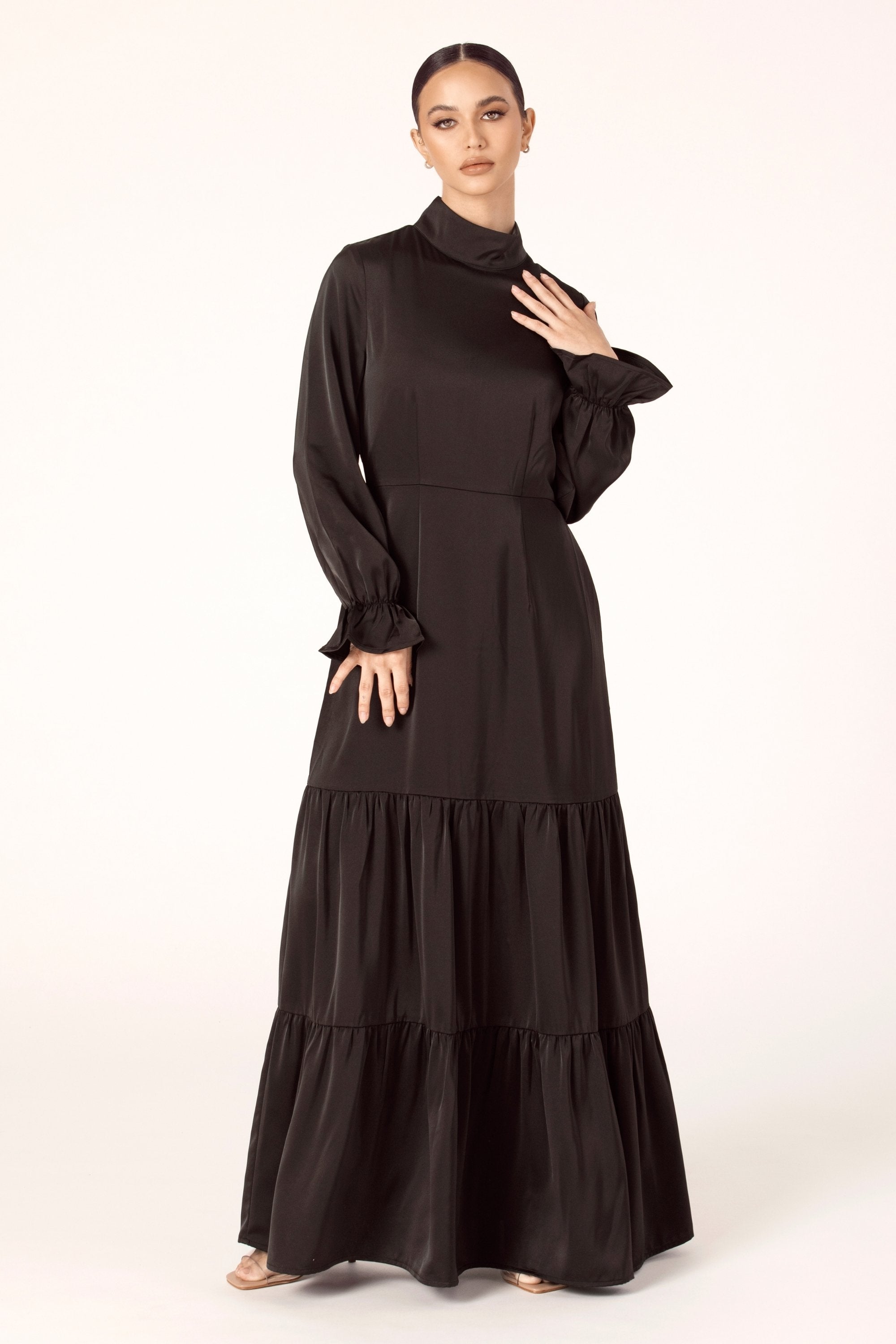 Alessia Ruffle Maxi Dress - Black Dresses Veiled Collection 