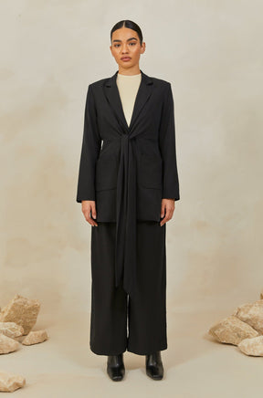 Alexia Tie Front Blazer - Black Veiled Collection 