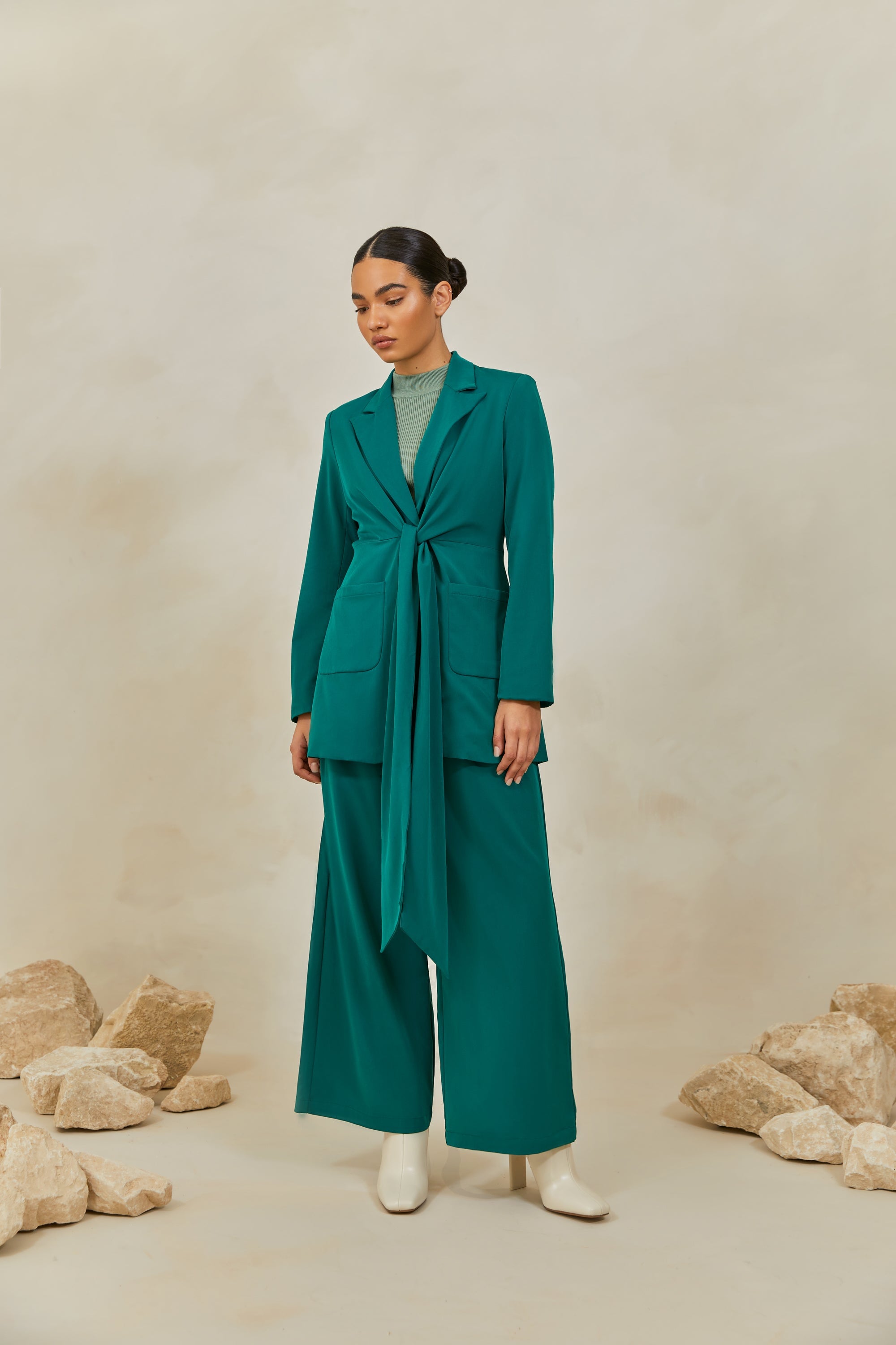 Alexia Tie Front Blazer - Jade Veiled Collection 