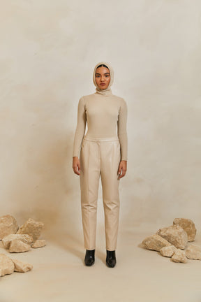 Aliyah Ribbed Knit Brief Bodysuit - Caffe Veiled 