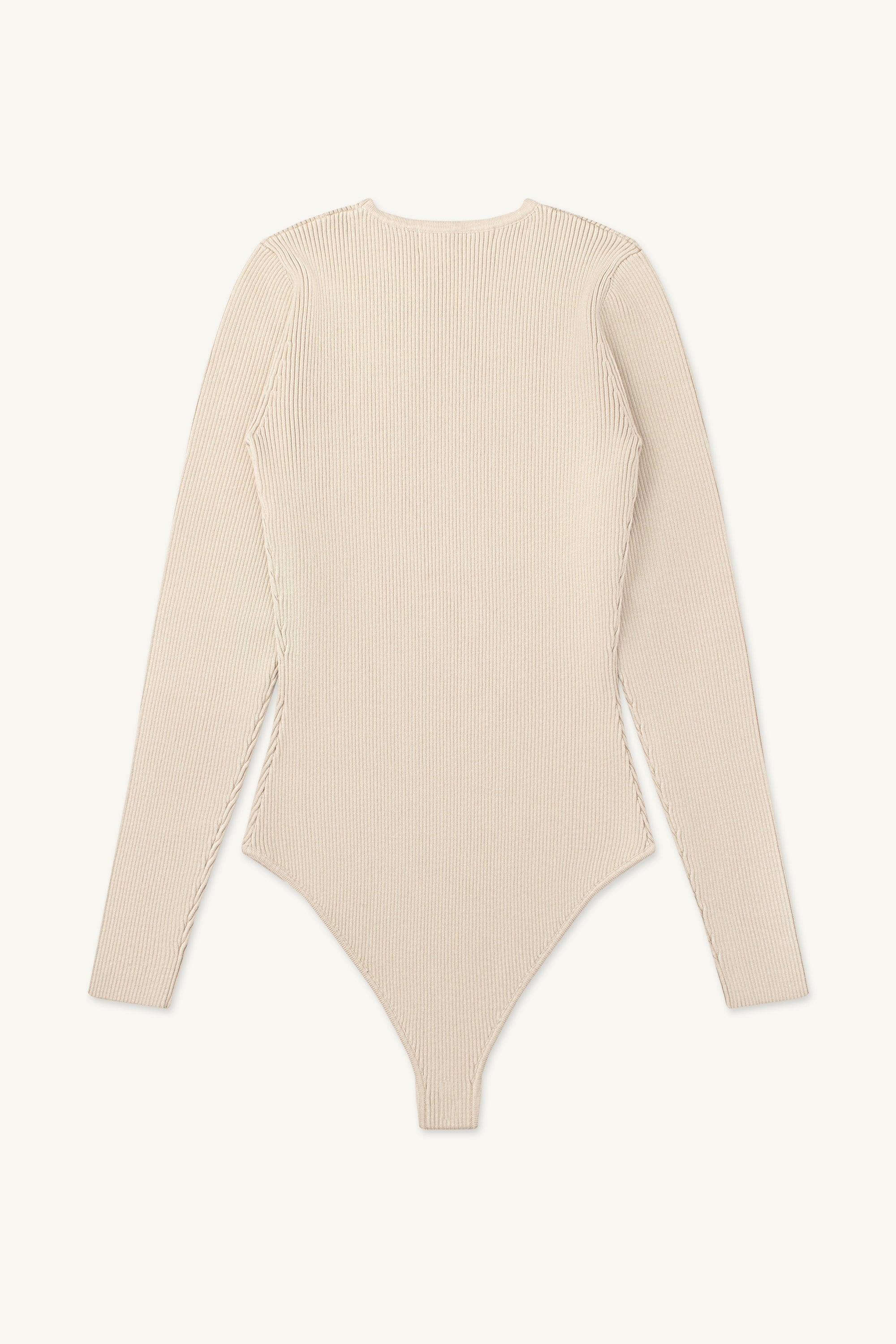 White Rib Knit Bodysuit With Snap Closure V.2 and Brief Cut Bottom