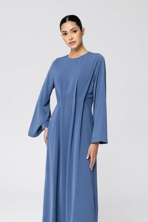 Amani Pleat Maxi Dress - Dark Denim Veiled 