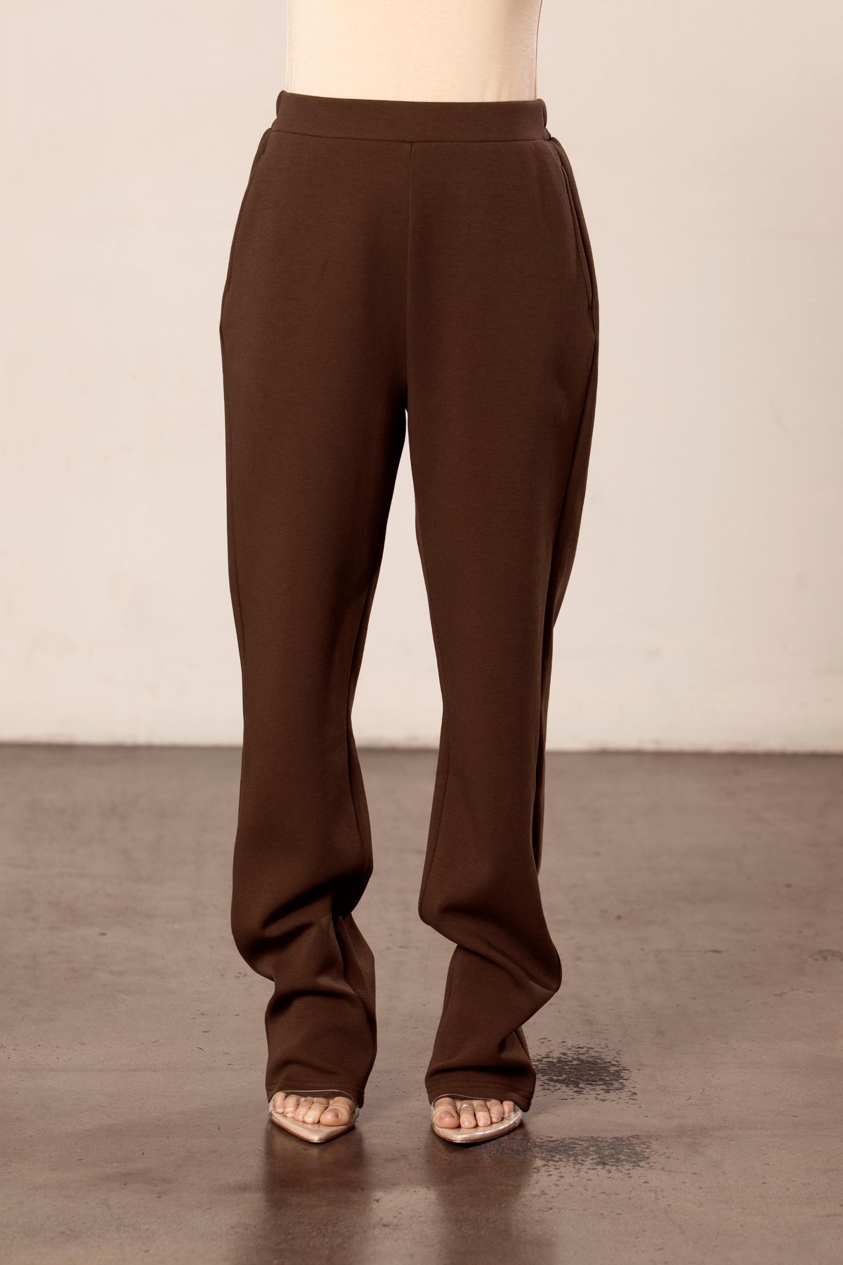 Amina Straight Leg Pants - Chocolate Brown Veiled Collection 