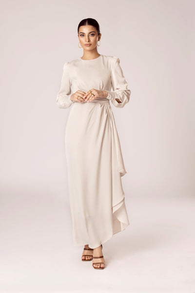 Pleated ruffle outlet maxi dress