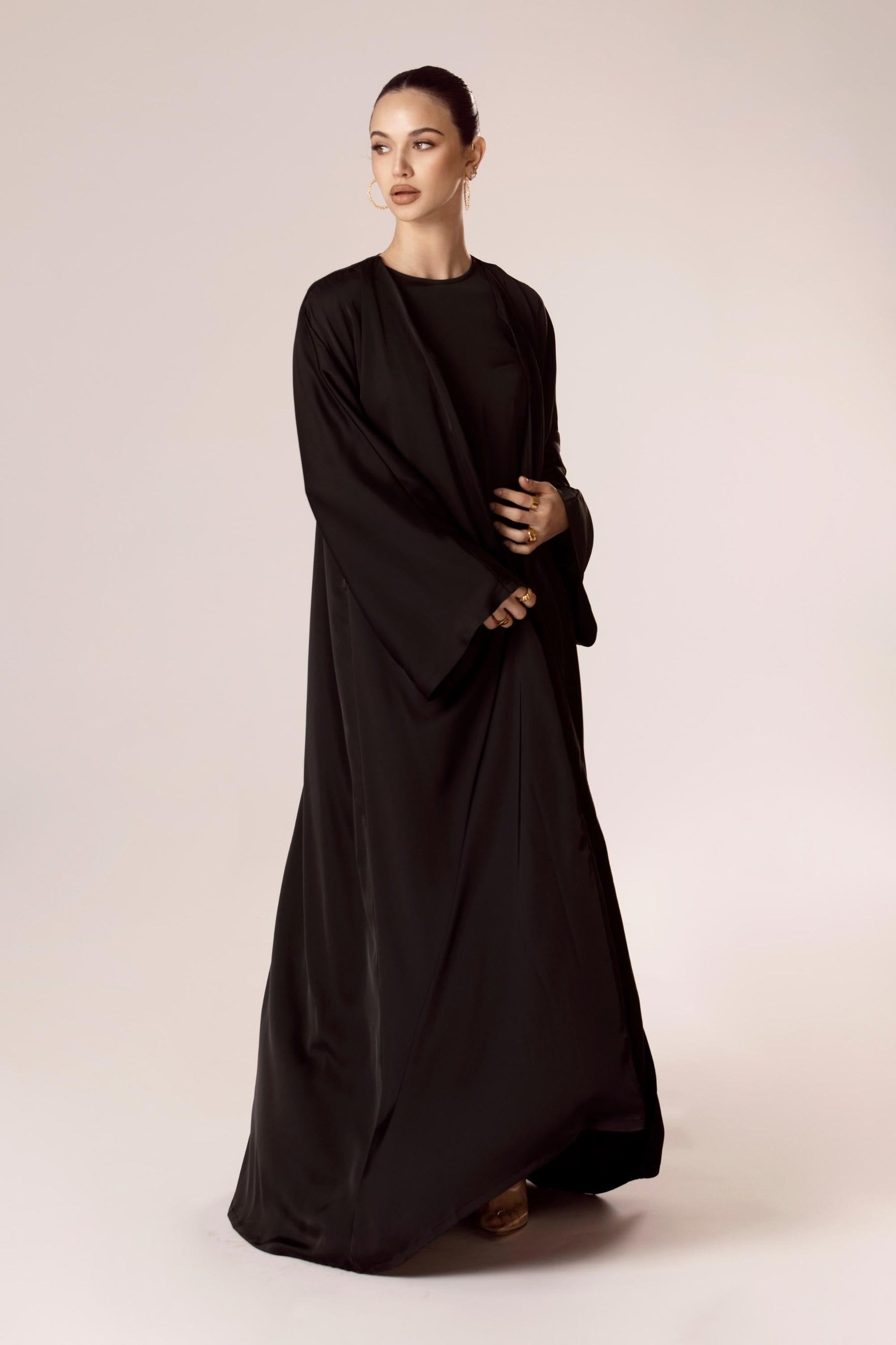 Angelina Open Abaya - Black Veiled Collection 