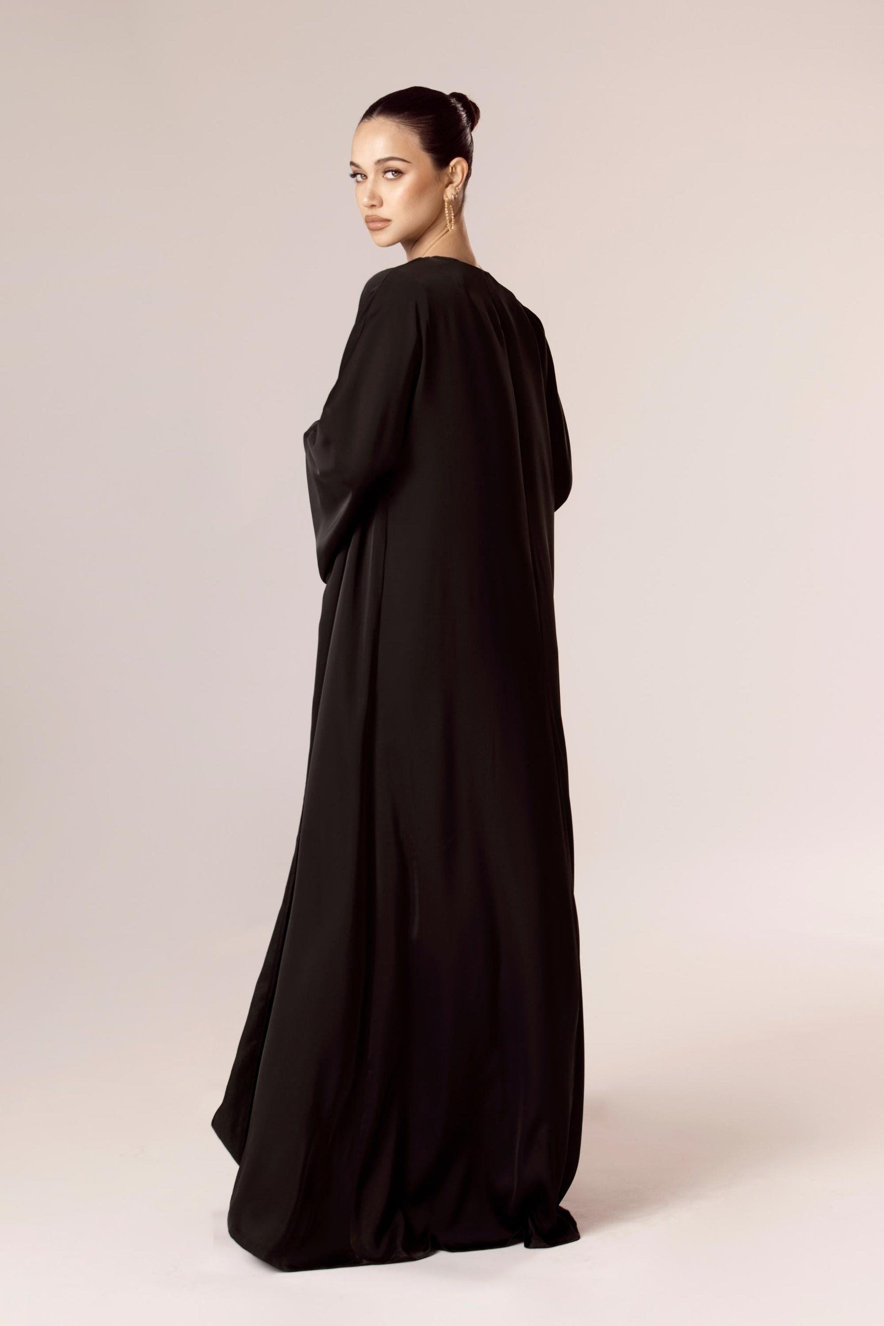 Angelina Open Abaya - Black Veiled Collection 
