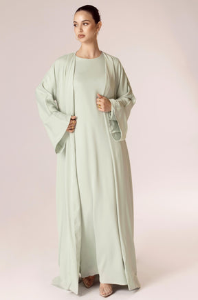 Angelina Open Abaya - Mint Green Veiled Collection 