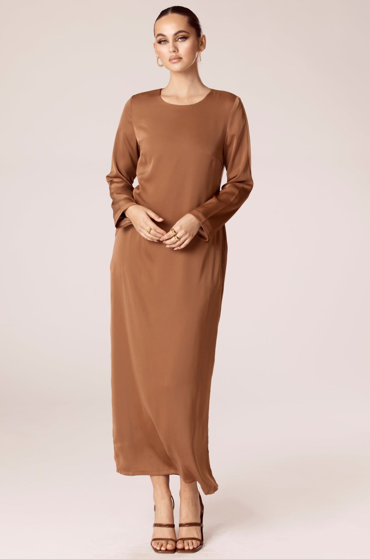 Angelina Maxi Slip Dress - Copper Veiled Collection 