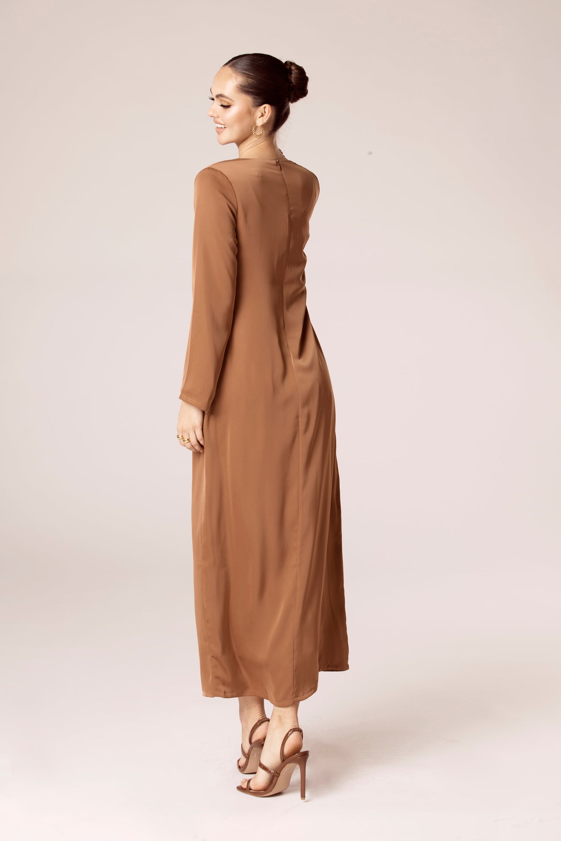 Angelina Maxi Slip Dress - Copper Veiled Collection 