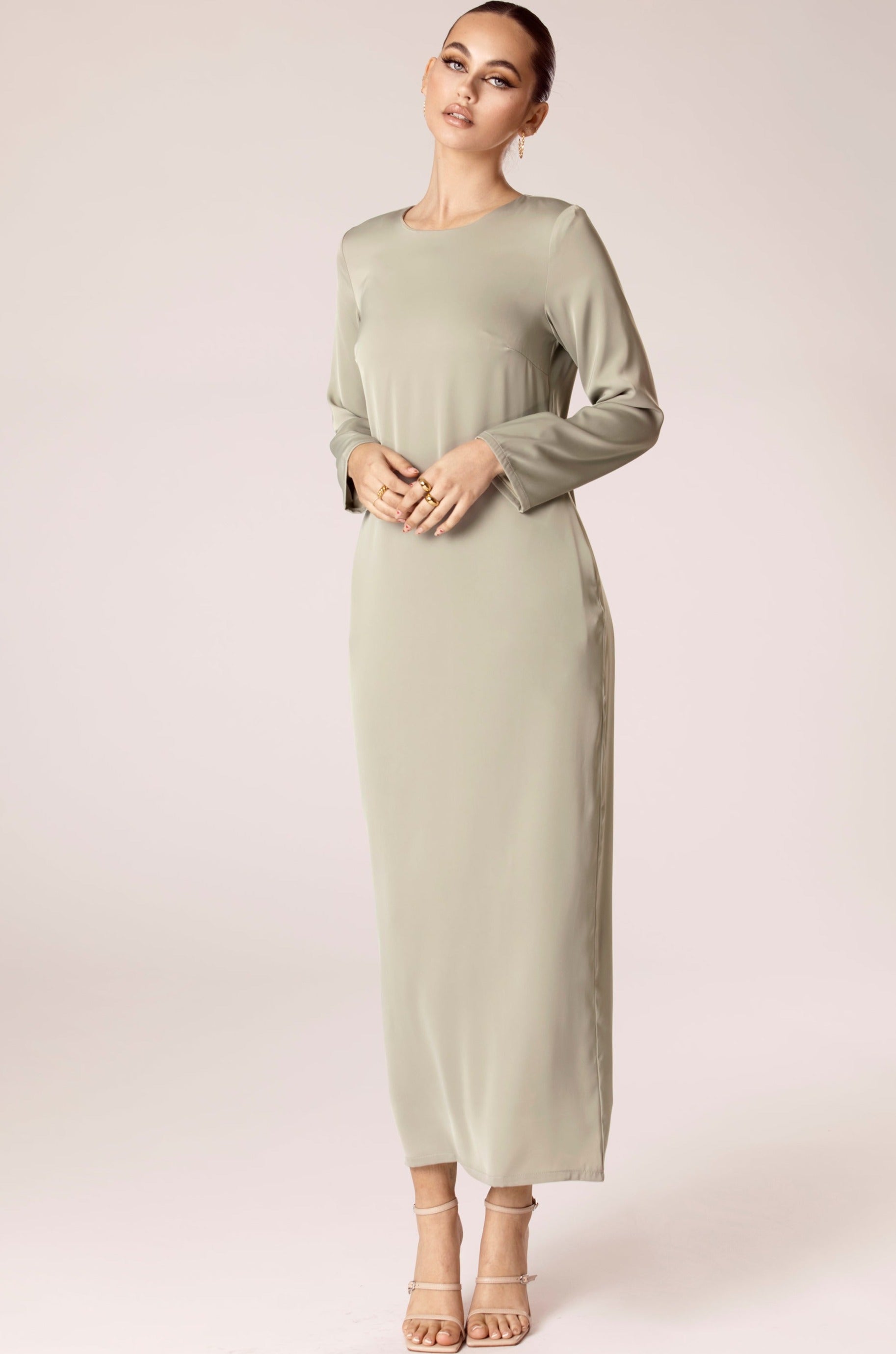 Angelina Maxi Slip Dress - Desert Sage Veiled Collection 