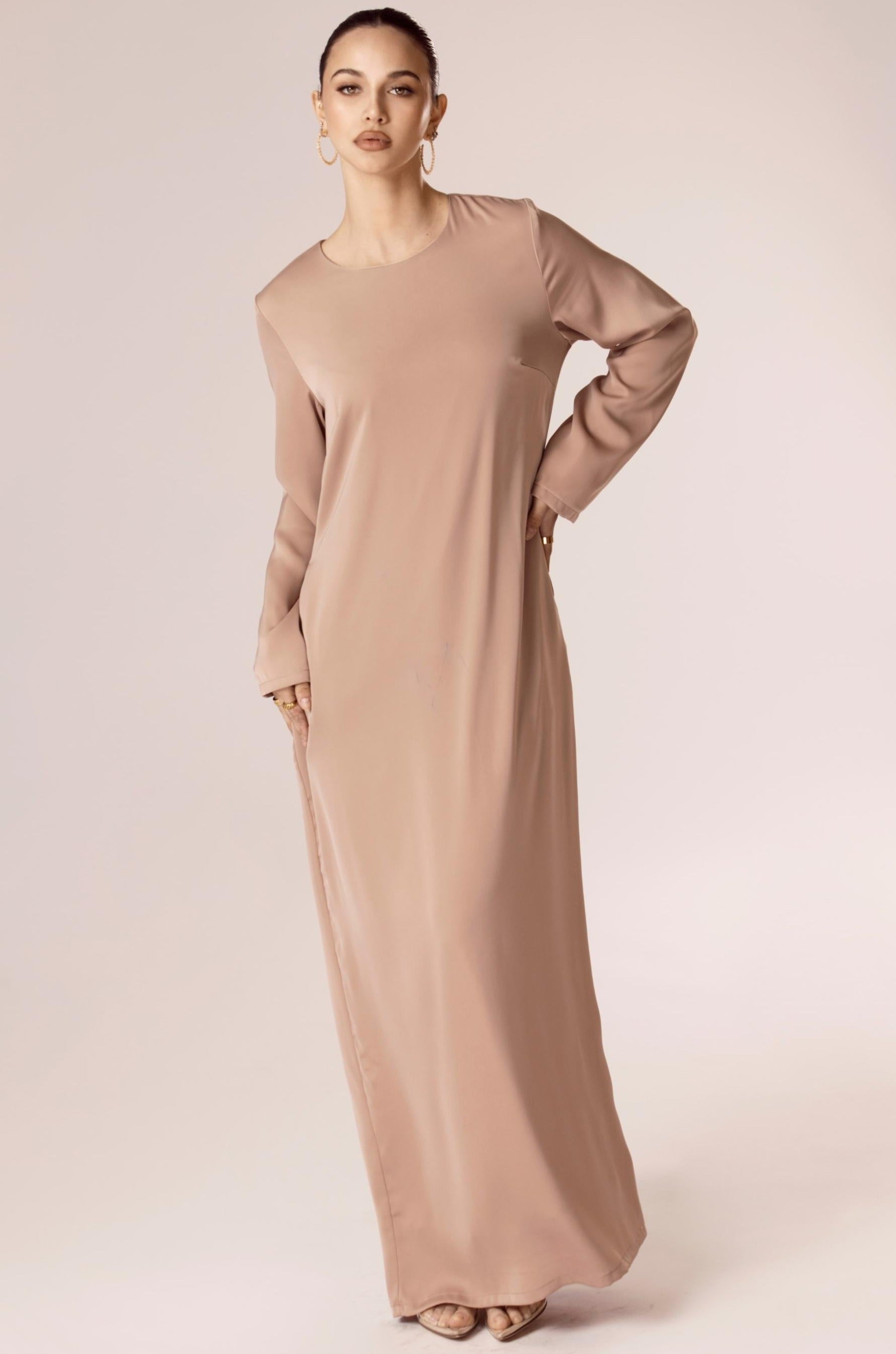 Angelina Maxi Slip Dress - Mink Veiled Collection 
