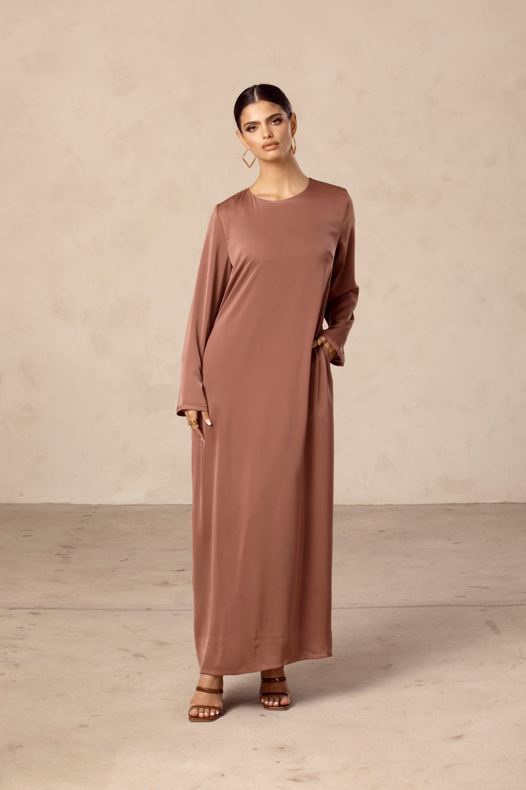 Angelina Maxi Slip Dress - Pecan Veiled Collection 