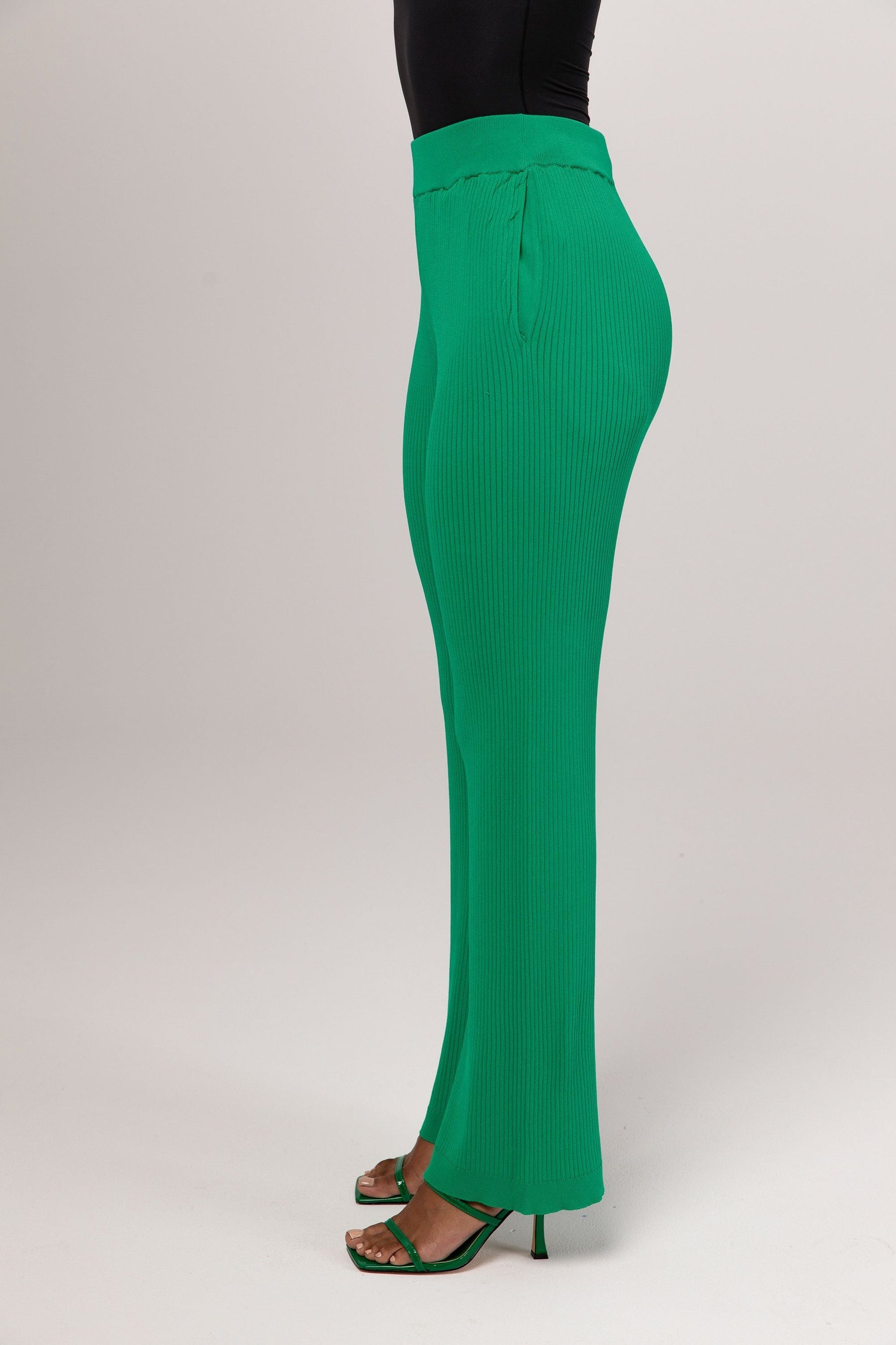 Asma Lite Rib Wide Leg Pants - Jade Veiled Collection 