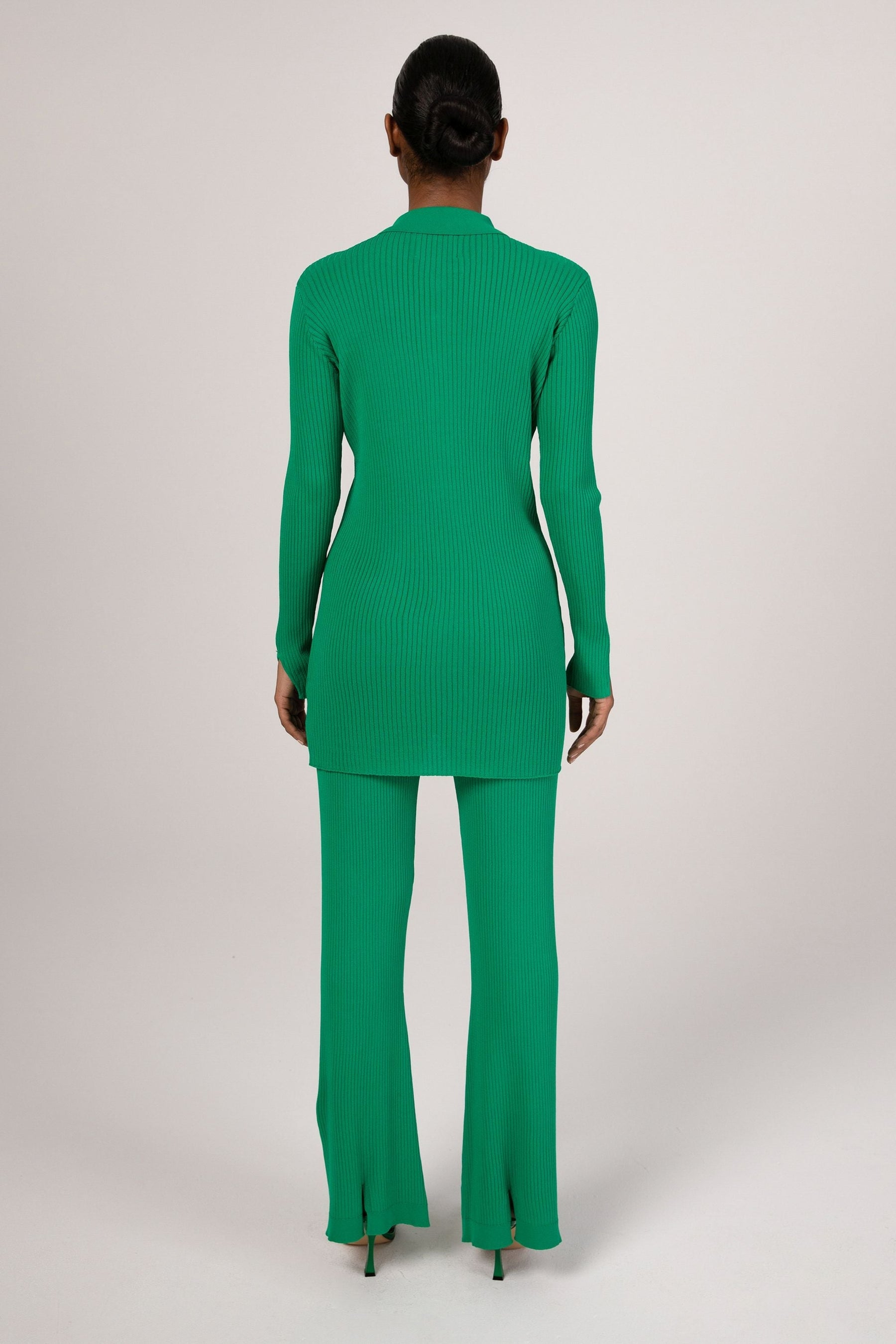 Asma Lite Rib Wide Leg Pants - Jade Veiled Collection 