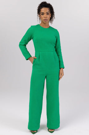 Aurora Tweed Long Sleeve Jumpsuit - Jade Veiled Collection 