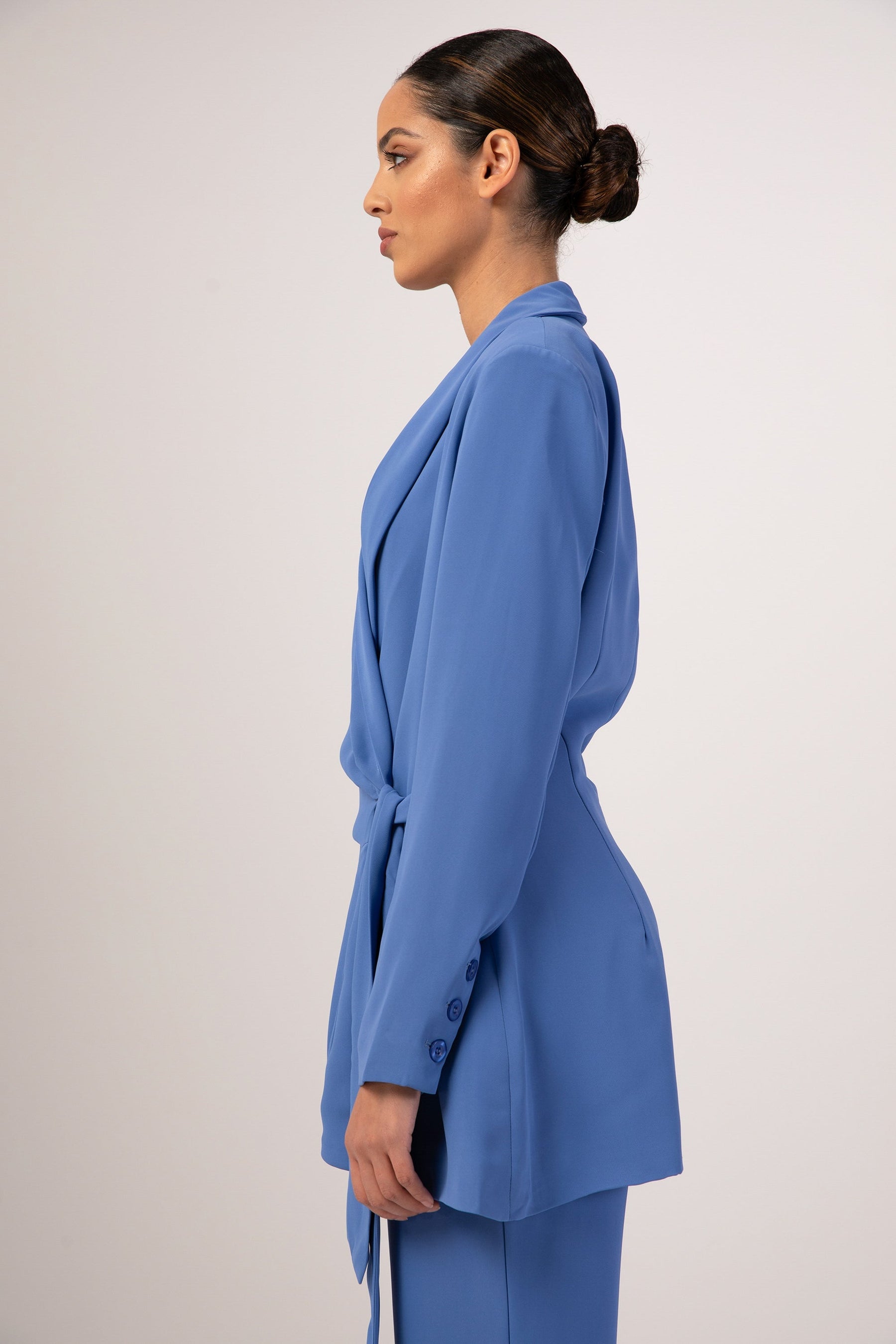 Ayla Tie Waist Blazer - Cobalt Blue Veiled Collection 