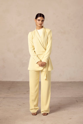 Ayla Wide Leg Trousers - Butter Yellow Veiled Collection 