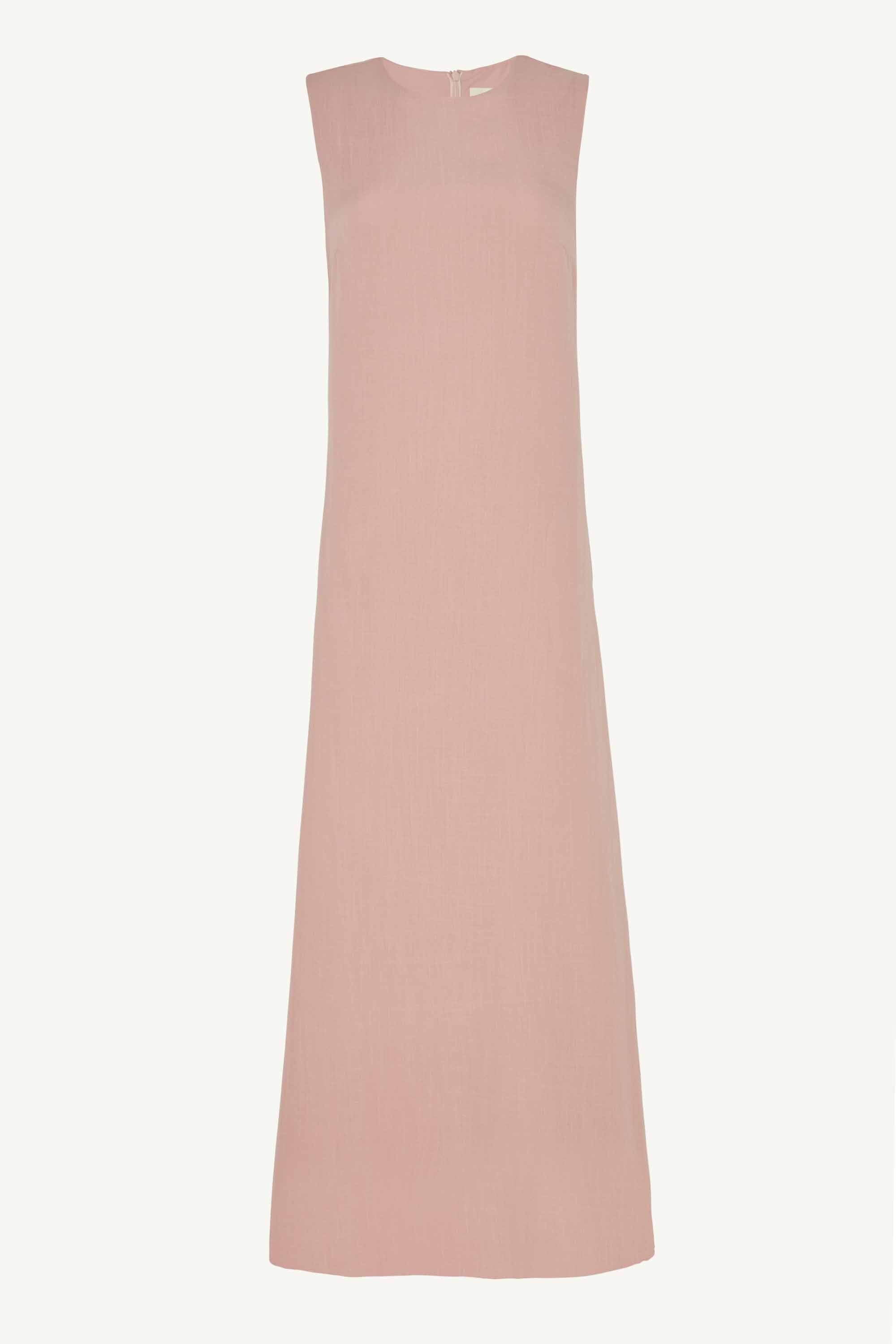 Azka Sleeveless Linen Maxi Dress - Dusty Pink Clothing Veiled Collection 